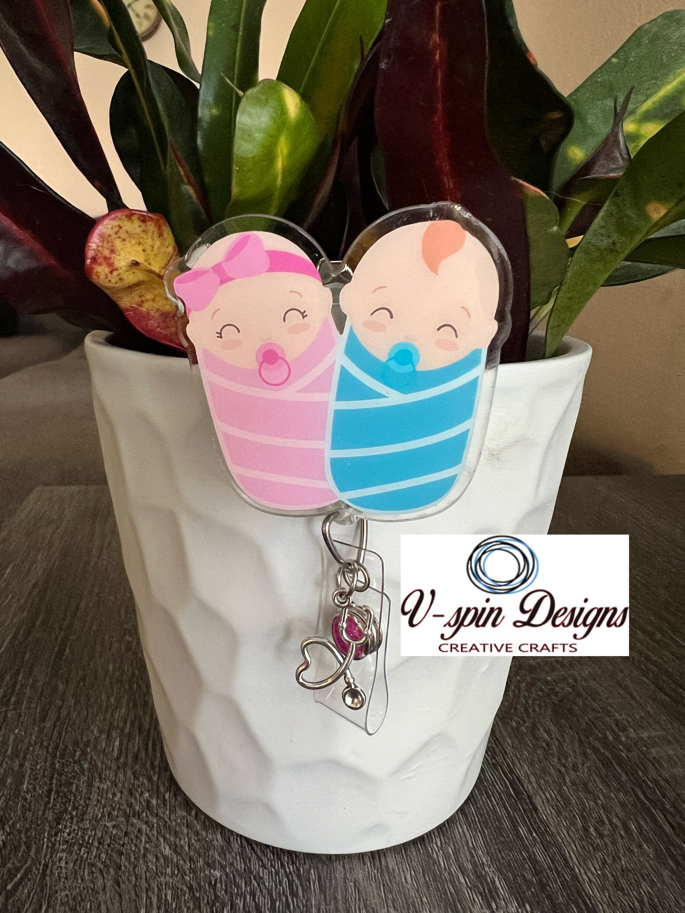 Baby boy and girl bundle, badge reel/ID Holder card holder/nurse/teachers/pediatrics/l&d