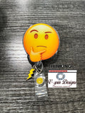 Thinking Emoji, Badge reel/ID Holder card holder/nurse/teachers/fun/silly badge reels