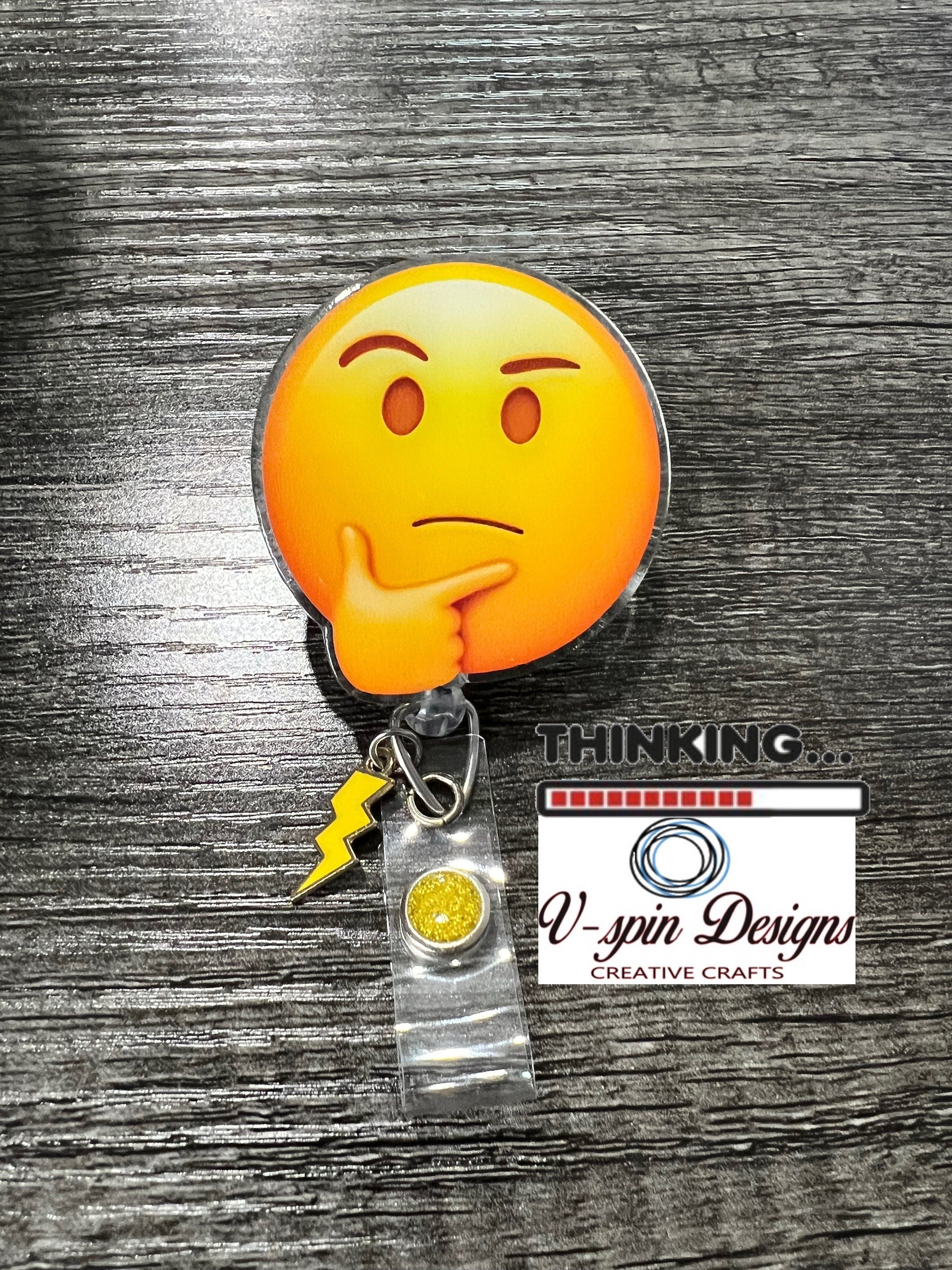 Thinking Emoji, Badge reel/ID Holder card holder/nurse/teachers/fun/silly badge reels