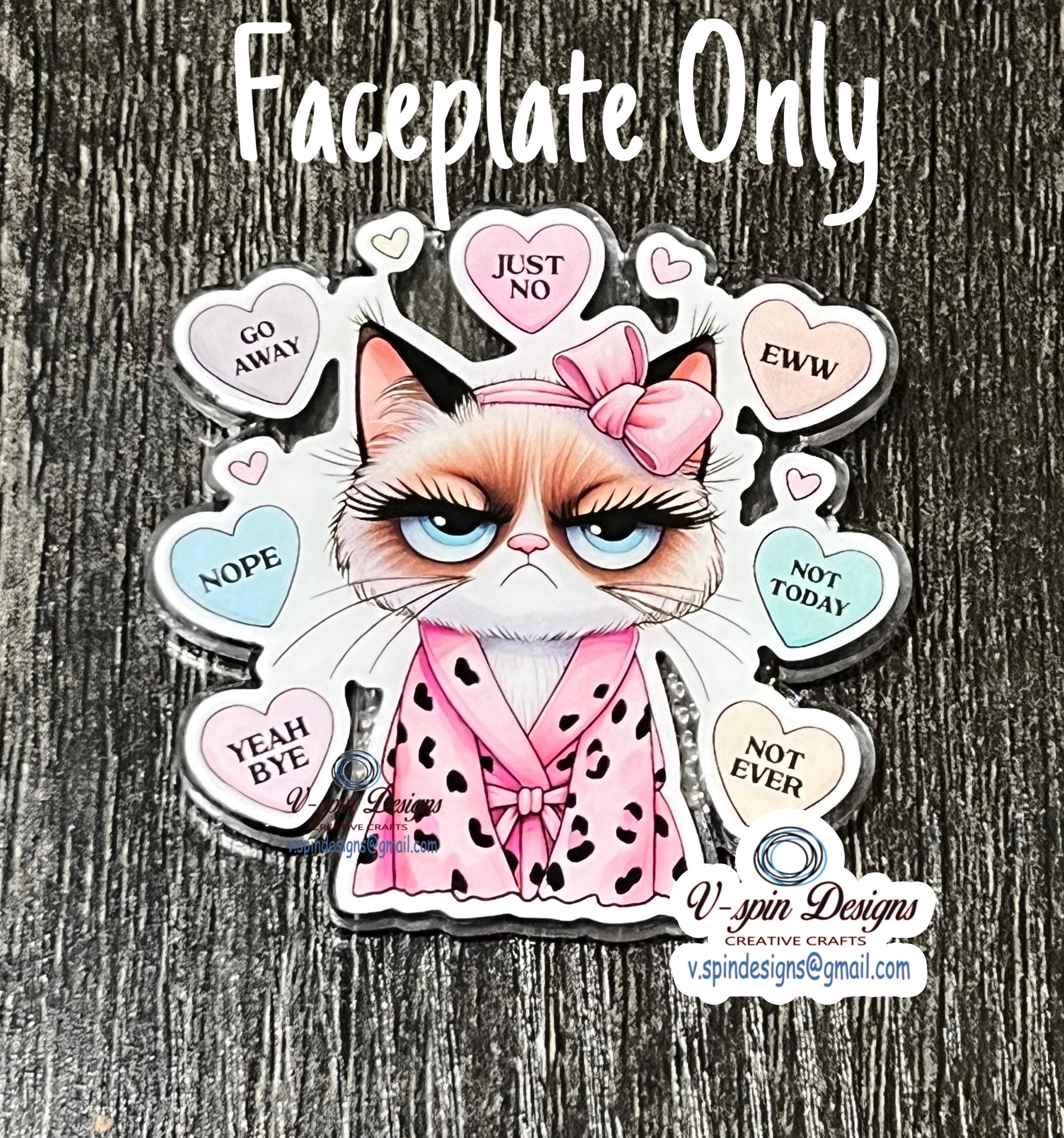 "Ewww, Valentine's" Grumpy Cat Badge Reel | Funny Retractable Acrylic ID Holder