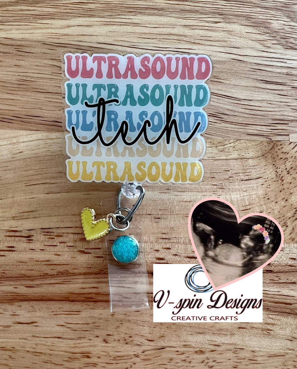 Ultrasound Tech Badge Reel | Retractable Acrylic ID Holder