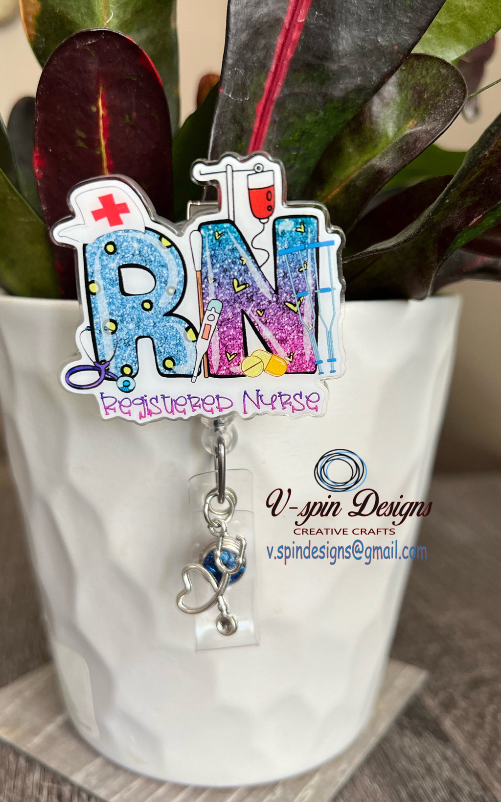 RN Registered Nurse Badge Reel | Retractable Acrylic ID Holder