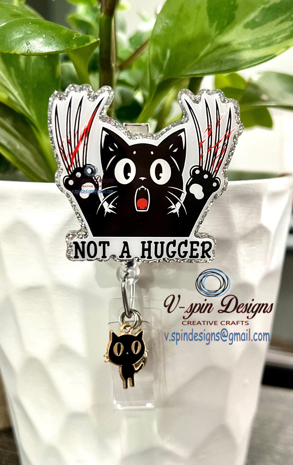Not A Hugger Badge reel/ID Holder card holder/nurse badge reels/funny cat badge reels