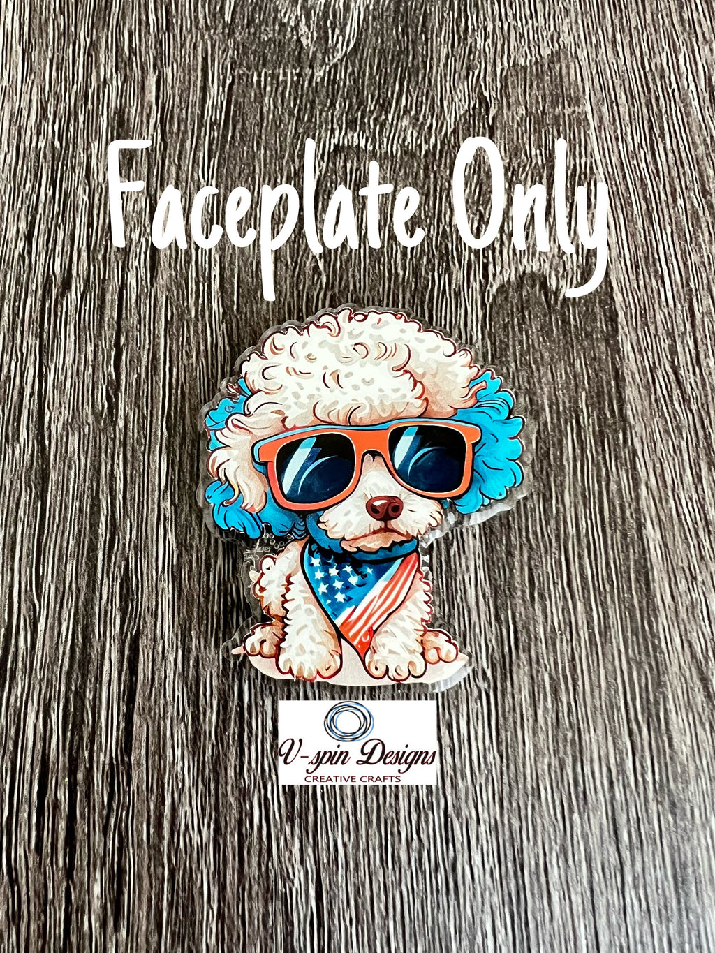 Patriotic Poodle Badge Reel, Charm, and Matching Snap