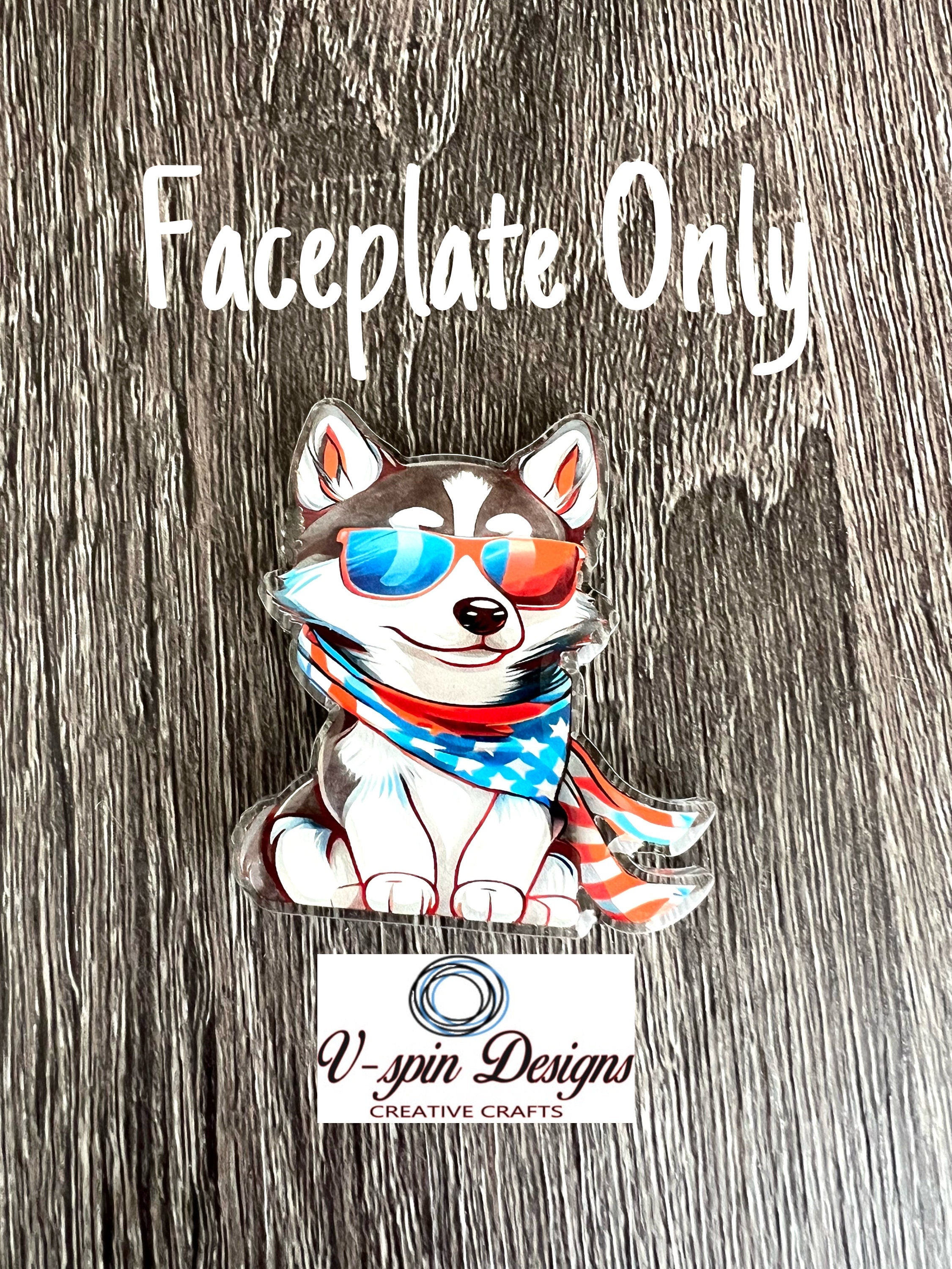 Patriotic Husky Dog Badge Reel | 4th of July Retractable ID Holder