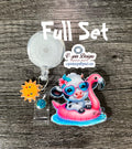 Summer Cow on Flamingo Floaty Badge Reel | Retractable ID Holder