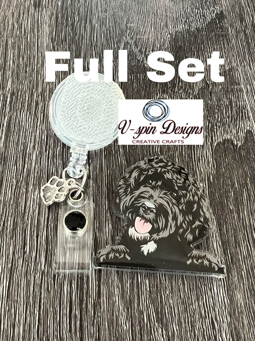 Black Doodle Dog Badge Reel | Retractable Acrylic ID Holder for Dog Lovers