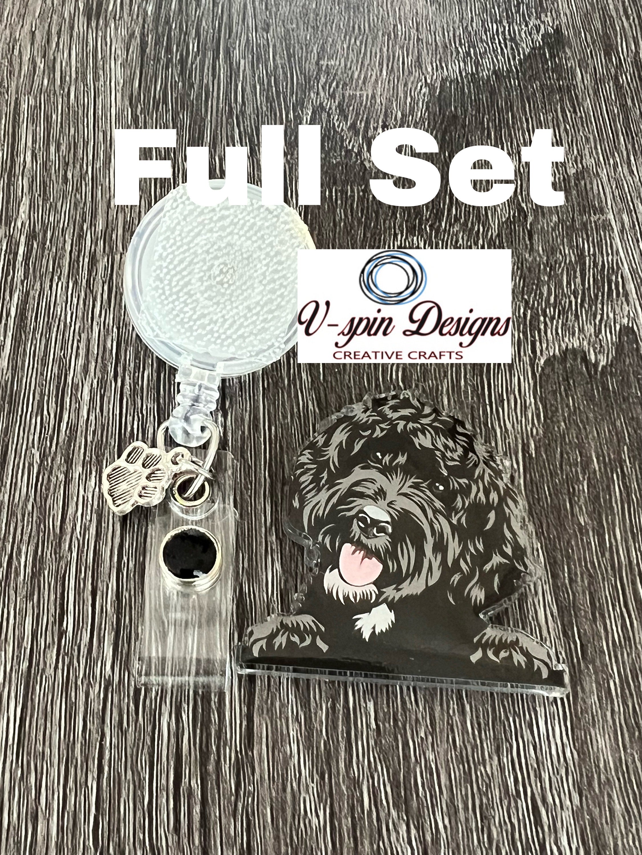 Black Doodle Dog Badge Reel | Retractable Acrylic ID Holder for Dog Lovers