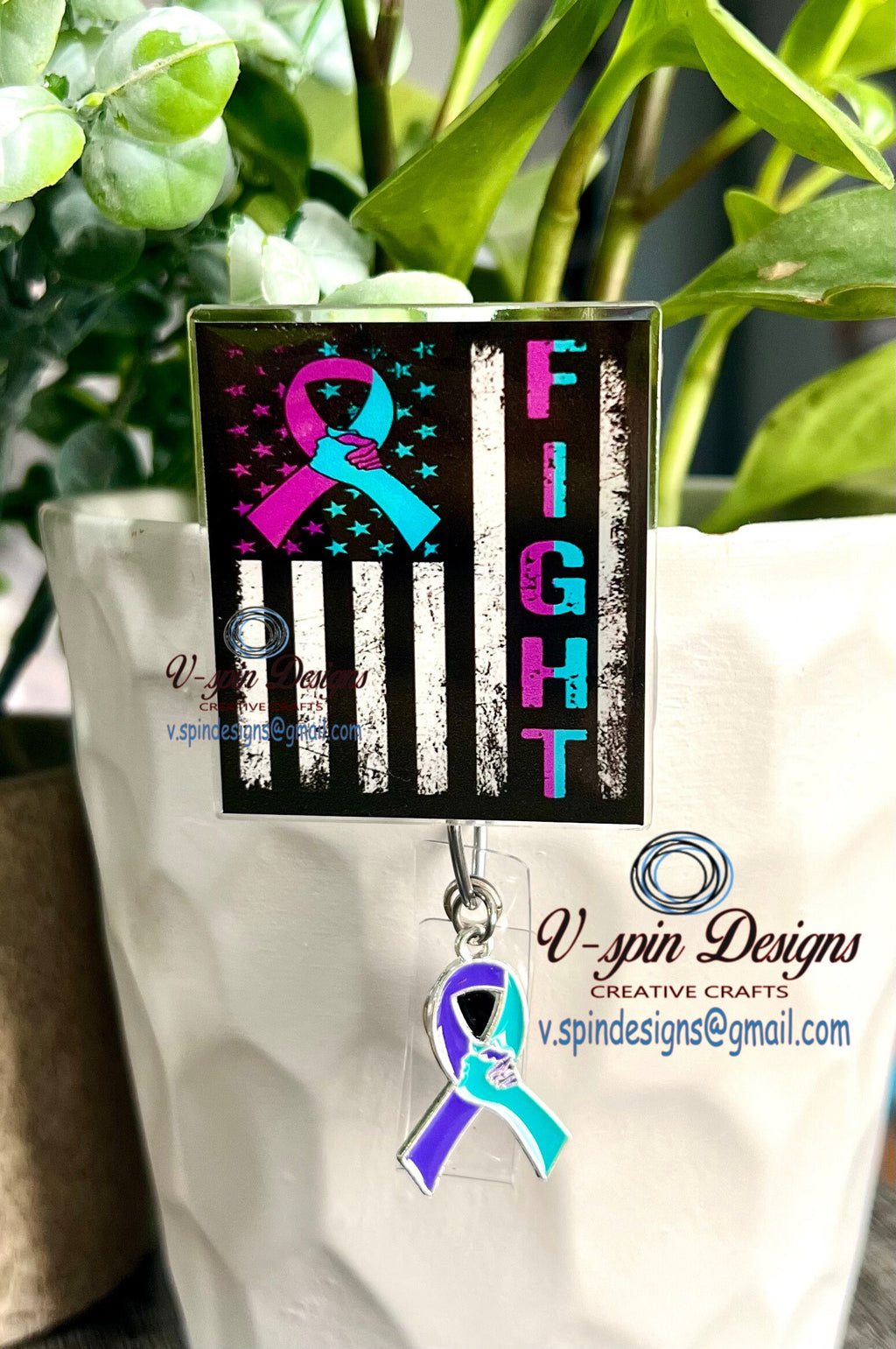 Suicide Prevention “FIGHT” badge reel/ID Holder/nurses/teachers/support/awareness