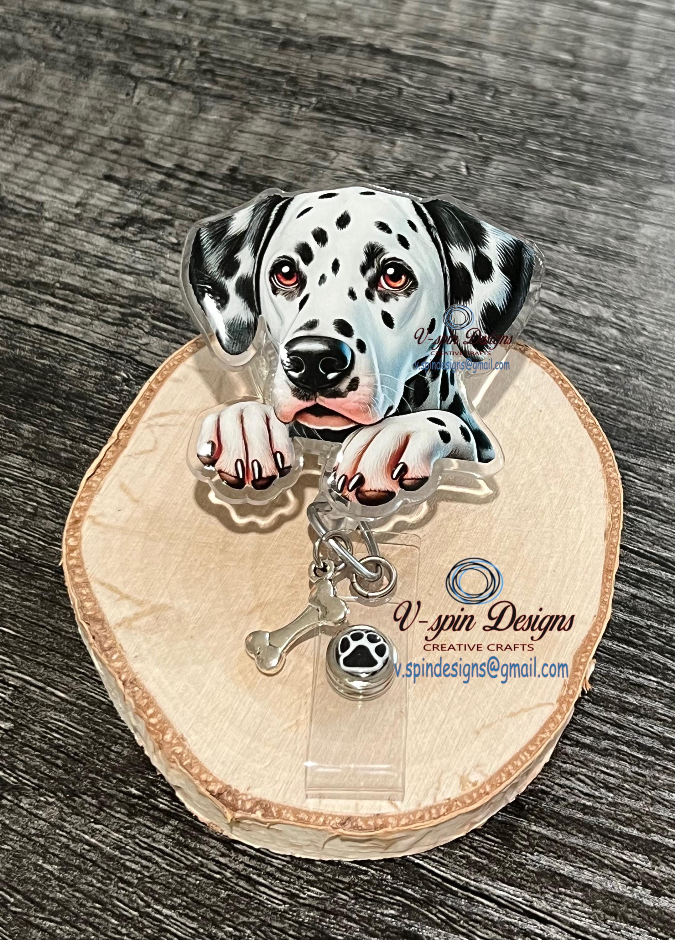Dalmation dog badge reel/ID Holder/card holder/dog badge reel