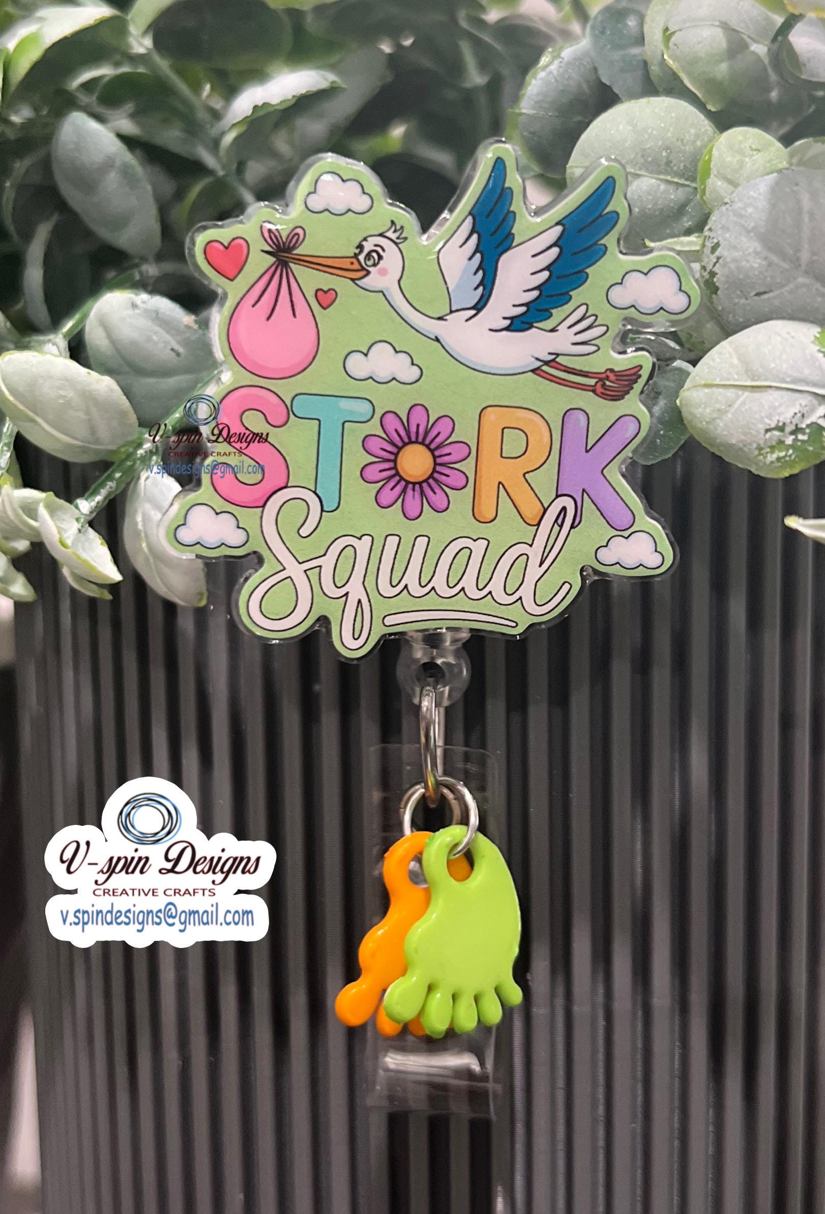 "Stork Squad" Labor & Delivery Badge Reel | Retractable Acrylic ID Holder