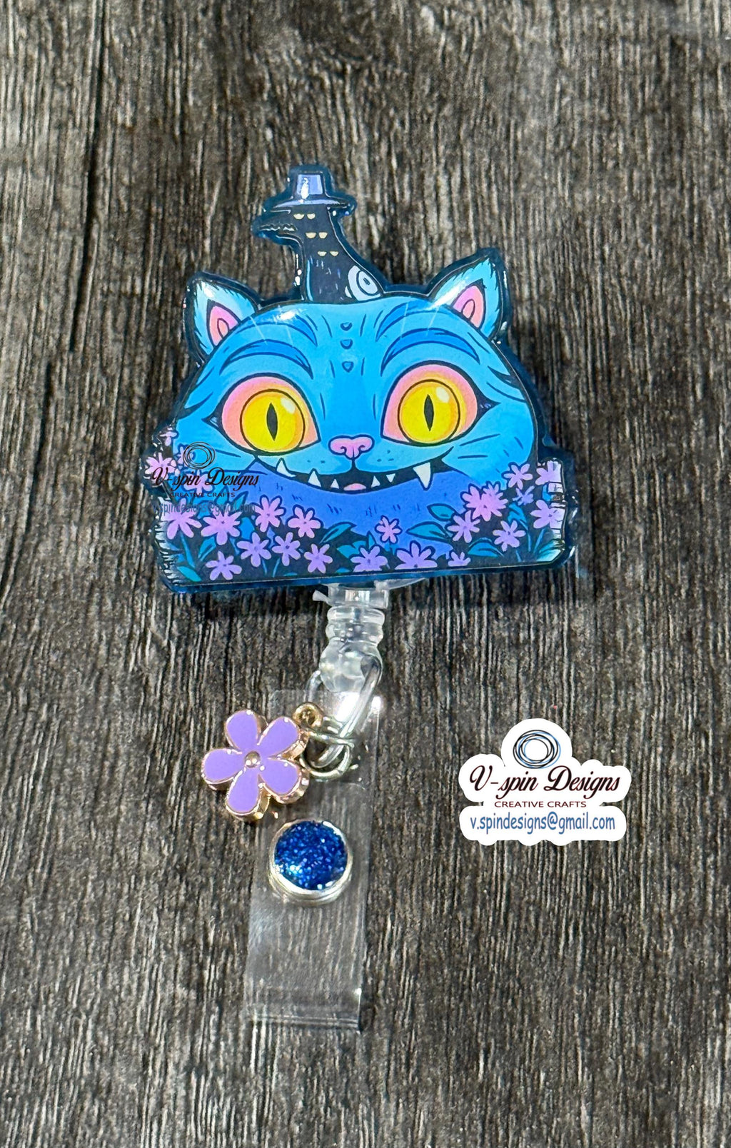 Cute Blue Tiger Badge Reel | Retractable Acrylic ID Holder