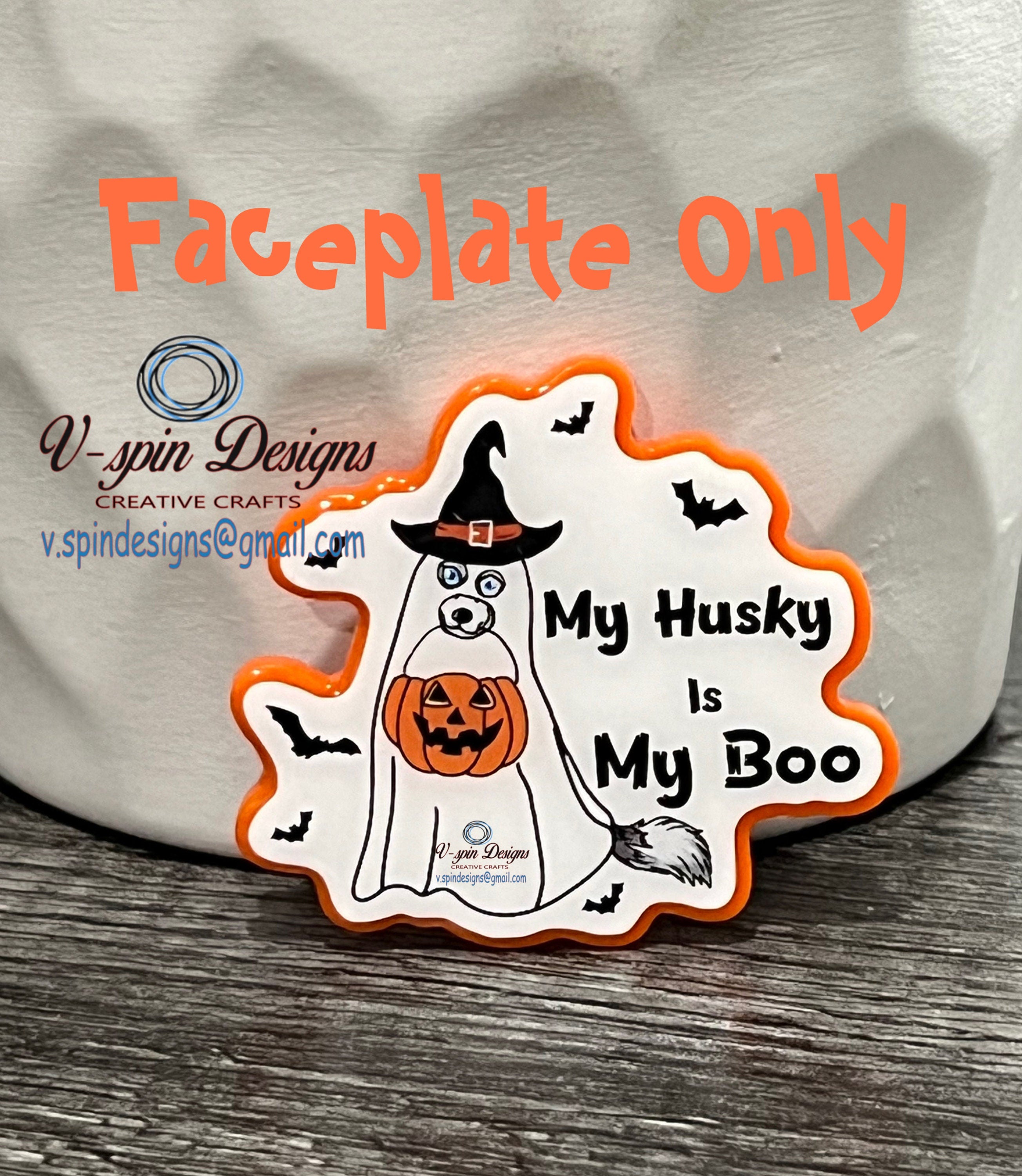 "My Husky Is My Boo" Halloween Badge Reel | Funny Retractable Acrylic ID Holder
