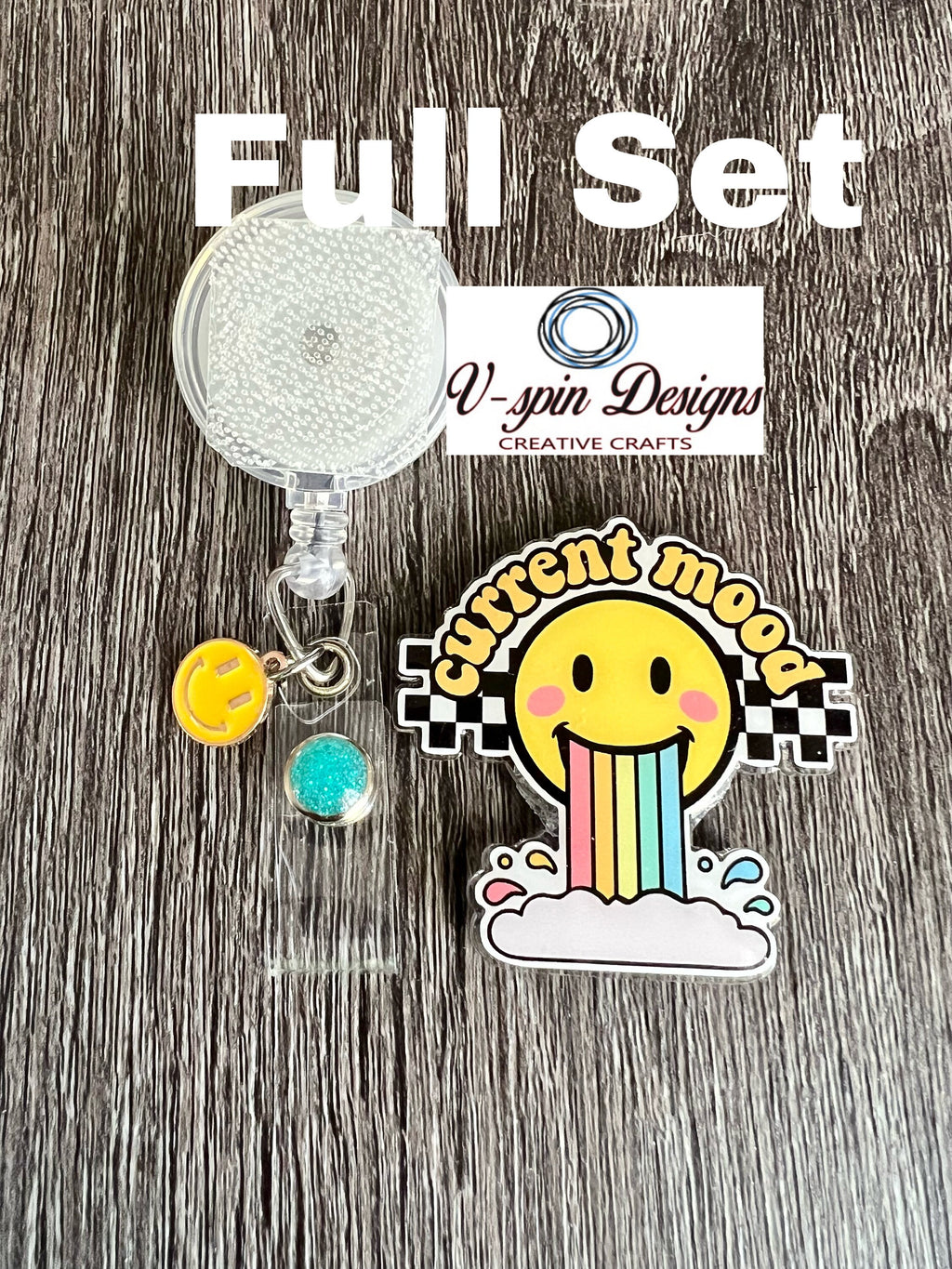 "Current Mood" Rainbow Badge Reel | Funny Inspirational Retractable ID Holder
