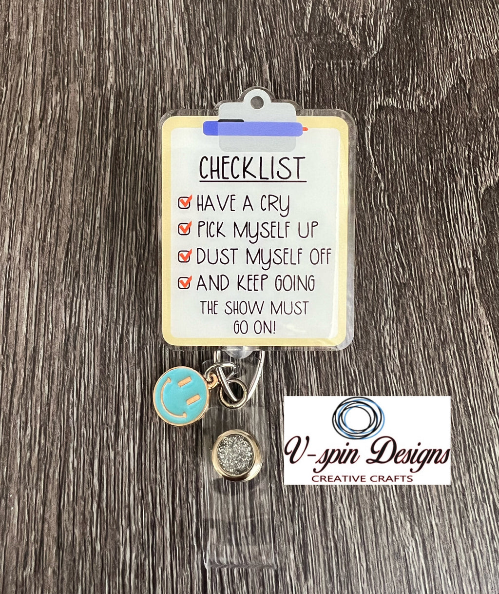 Clipboard Checklist Badge Reel | Funny Nurse Retractable Acrylic ID Holder