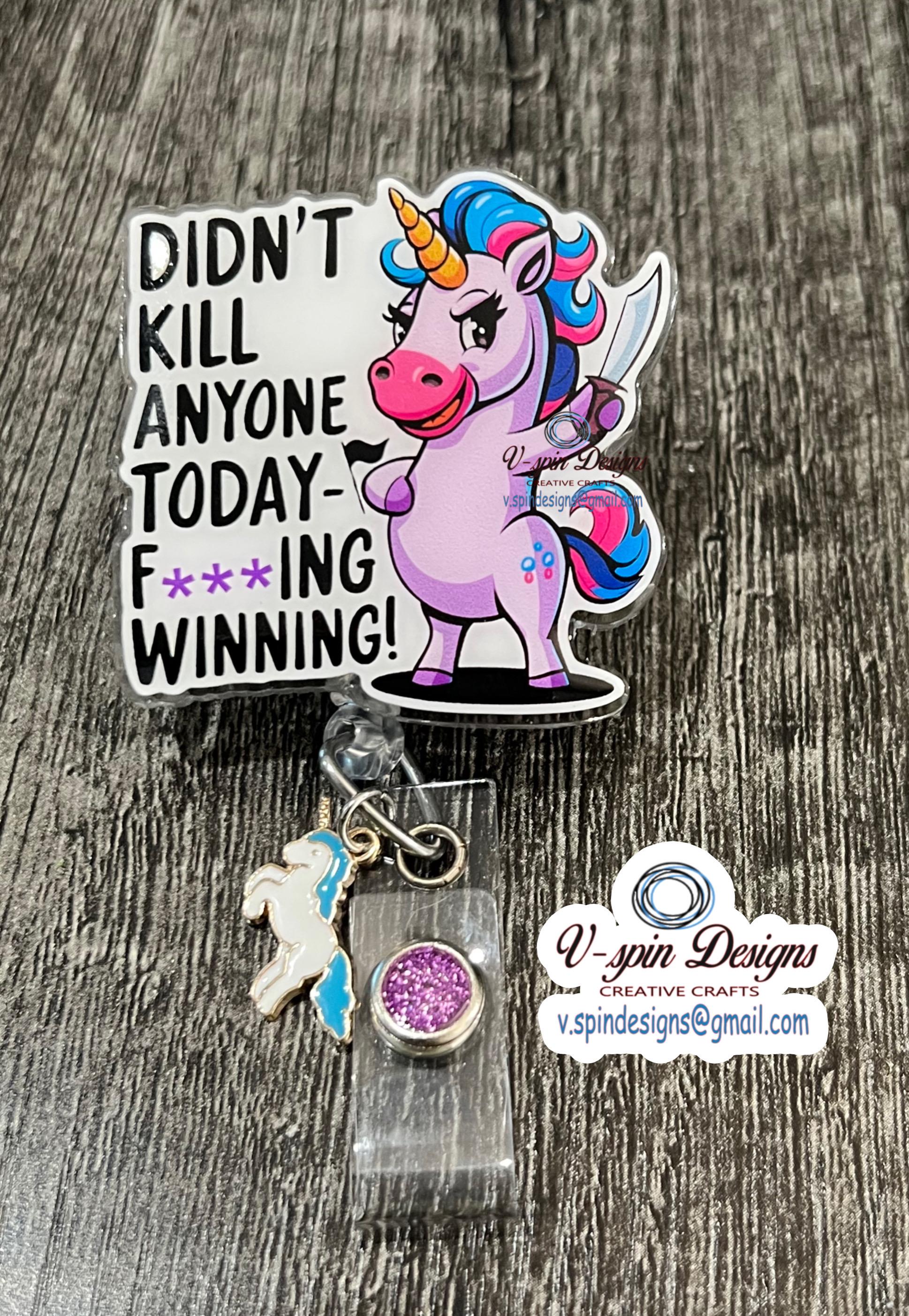 Funny Unicorn Badge Reel: Retractable ID Holder for Nurses & Teachers