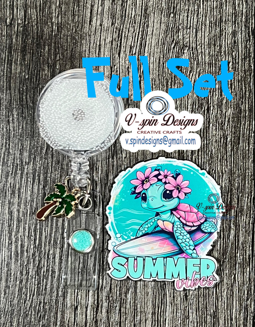 Summer Sea Turtle retractable badge reel/ID holder/nurse/card holder/teachers/students/ocean/summer badge reels