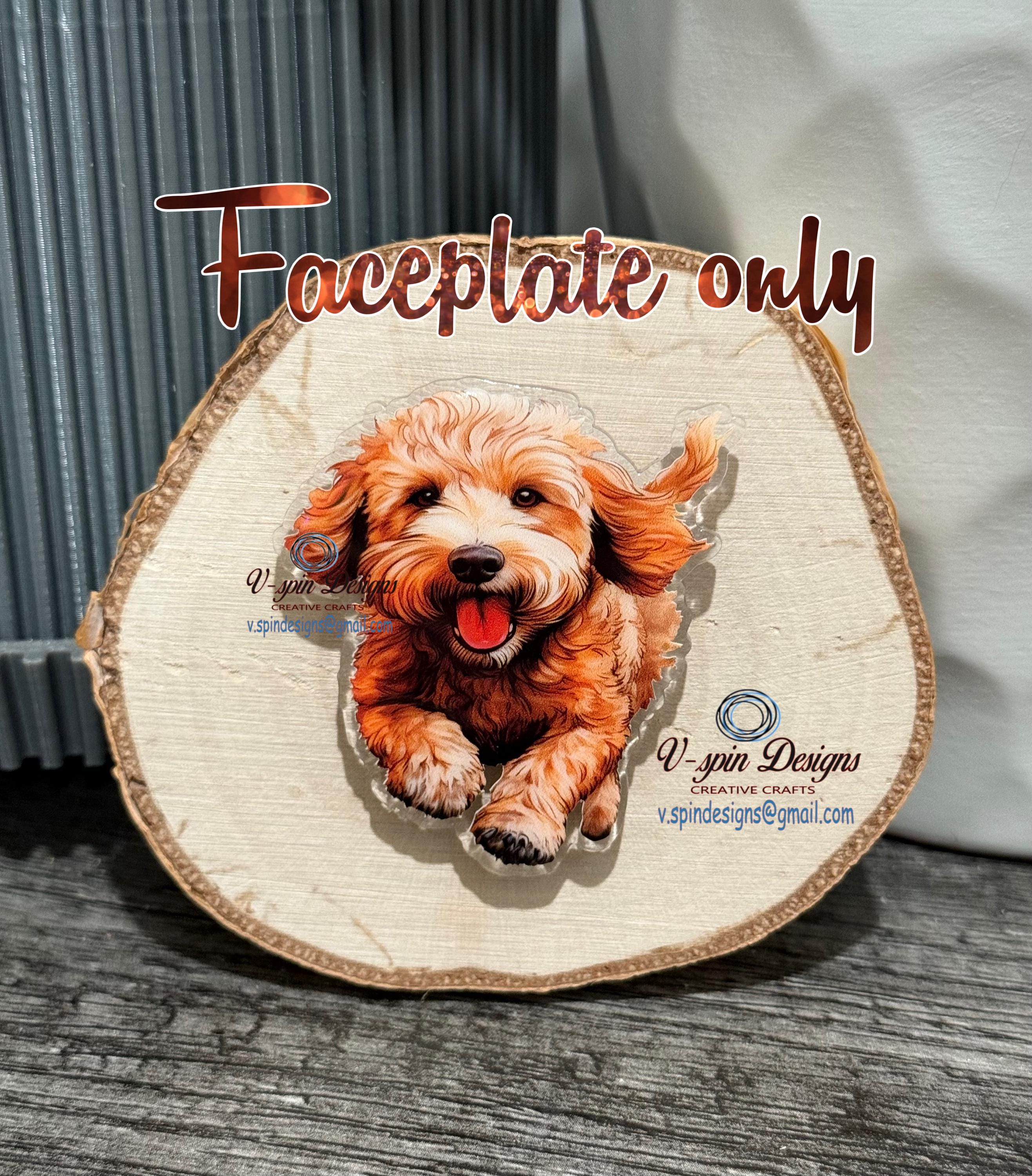 Golden Doodle Puppy Badge Reel | Retractable Acrylic ID Holder for Dog Lovers