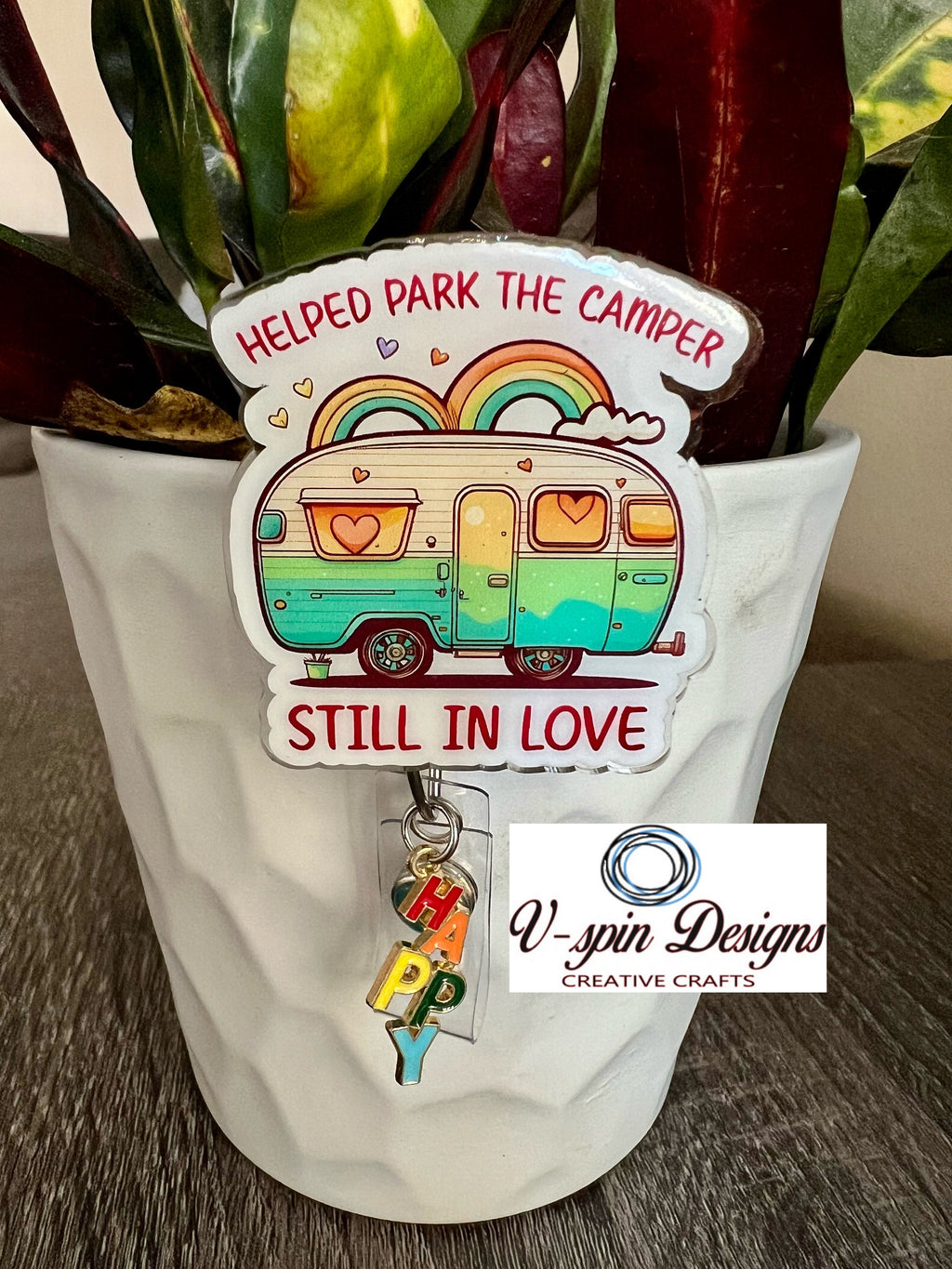 Funny Camping Badge Reel: "Helped Park The Camper" RV Humor, funny badge reels, camping badge reels, nurse badge reels