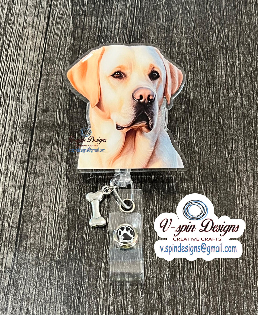 Golden Labrador Retriever Badge Reel | Retractable Acrylic ID Holder for Dog Lovers