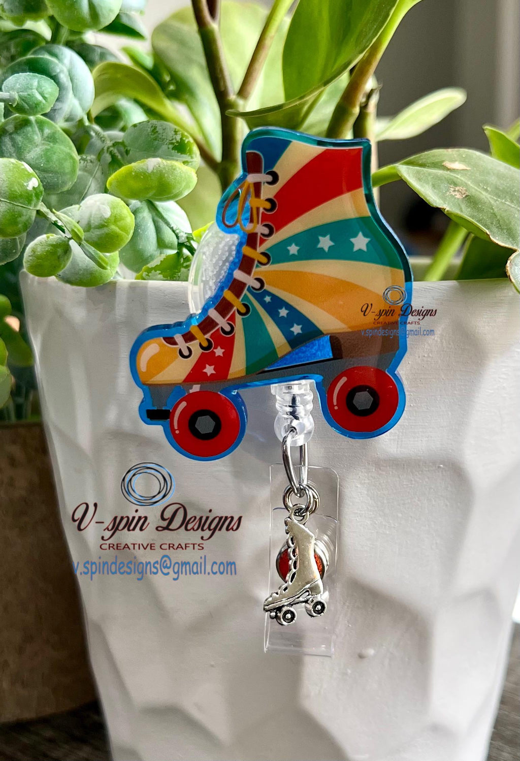 Retro Roller Skates badge reel/ID Holder/nurses/teachers/retro badge reels
