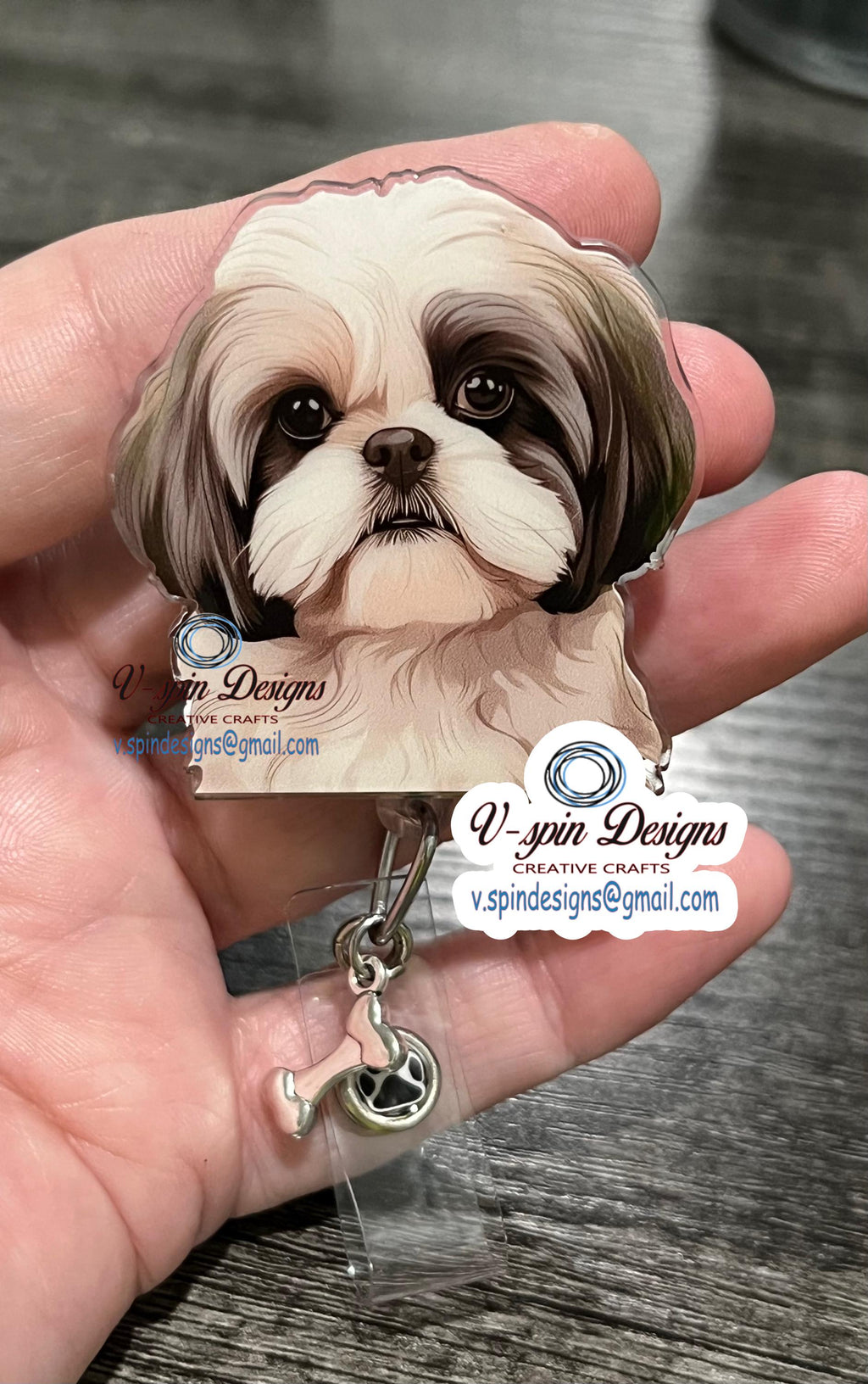 Shih Tzu Dog Badge Reel | Retractable Acrylic ID Holder