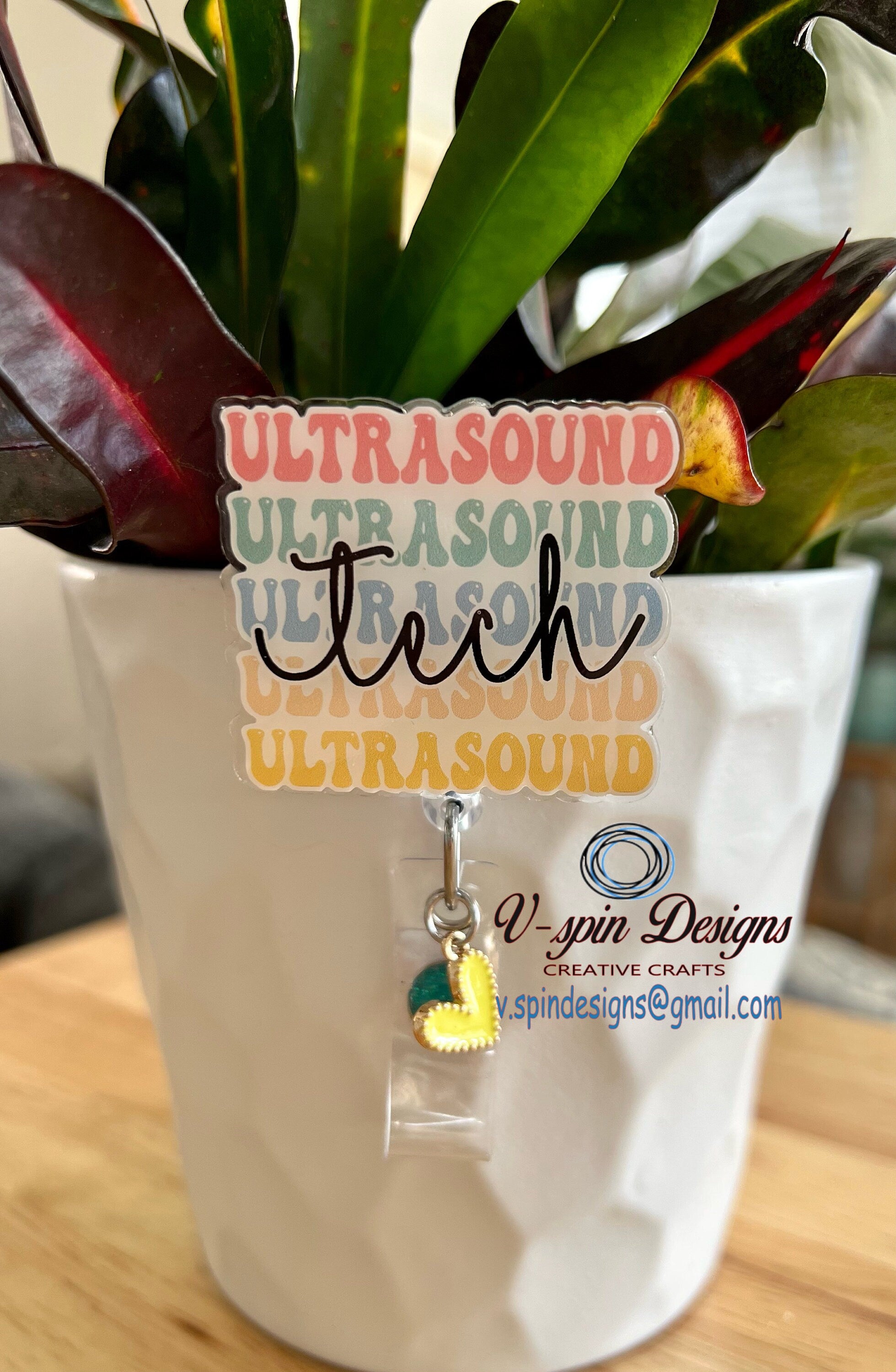 Ultrasound Tech Badge Reel | Retractable Acrylic ID Holder