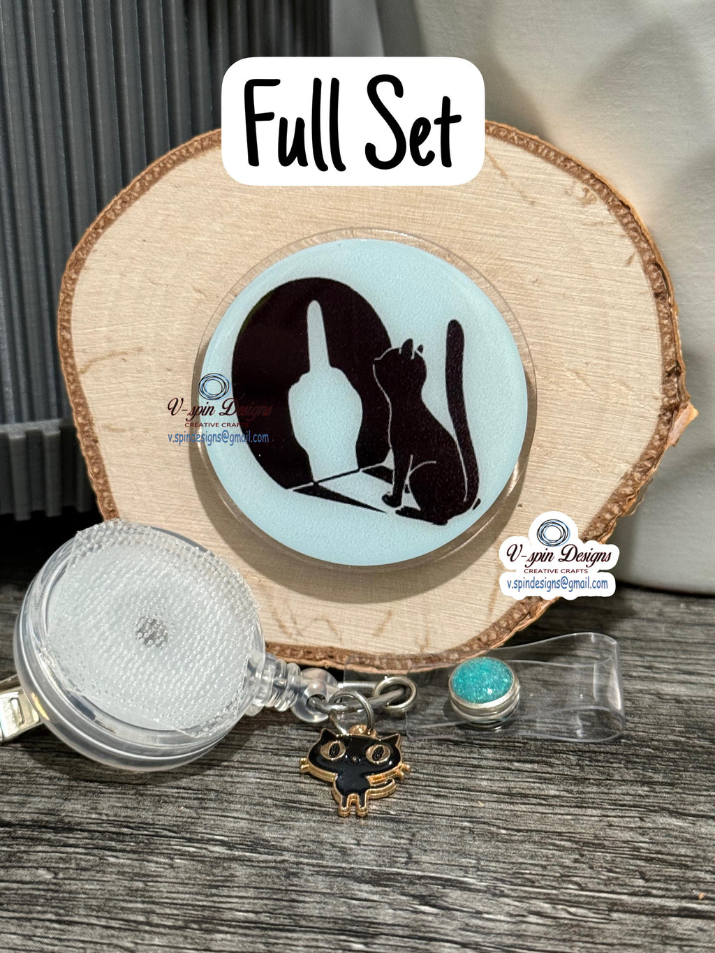 Funny Cat Shadow Badge Reel | Retractable Acrylic ID Holder
