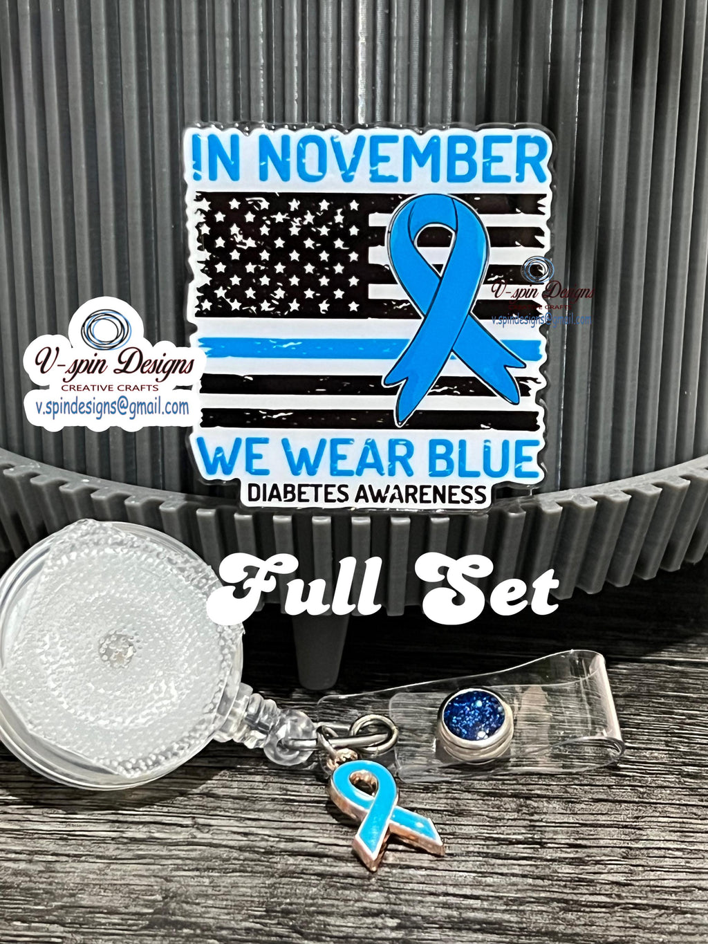 Diabetes Awareness Badge Reel | "In November We Wear Blue" Retractable ID Holder