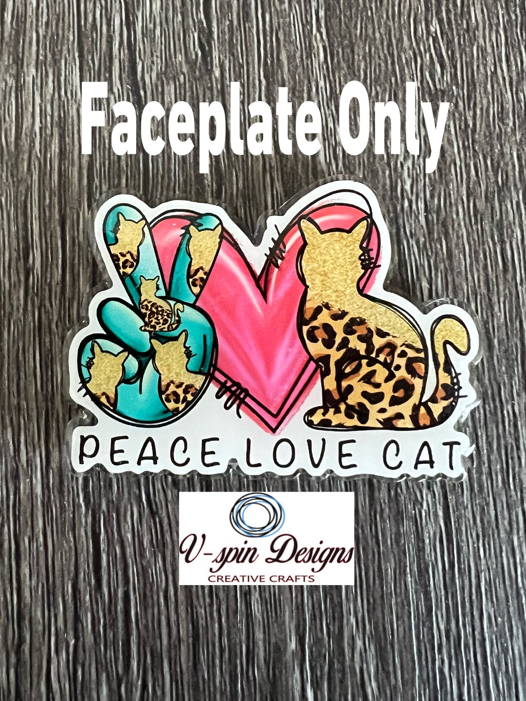Peace Love Cat Badge Reel | Retractable Acrylic ID Holder
