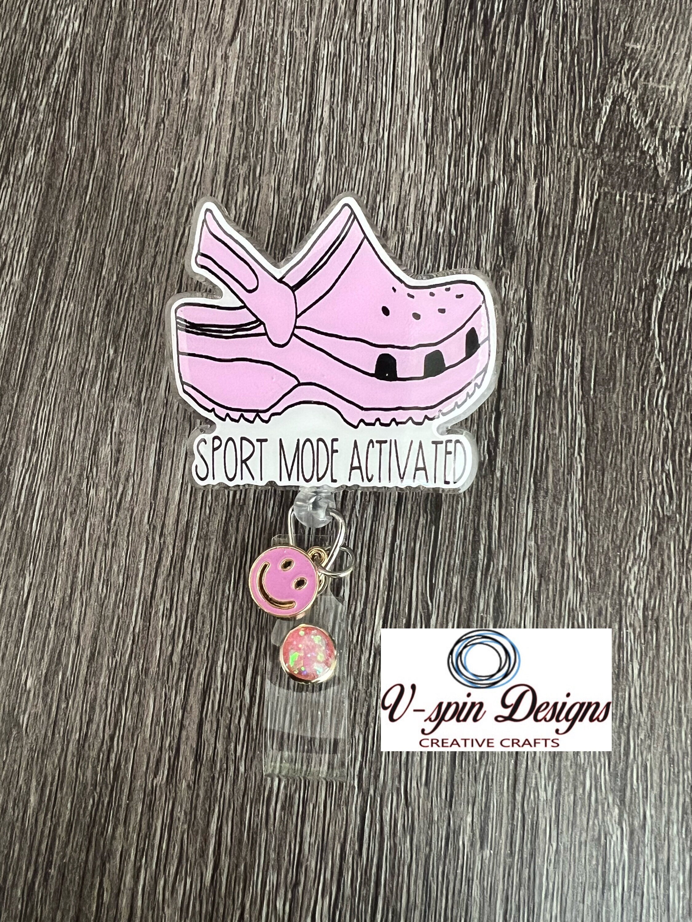 Sport Mode Crocks Badge reel/ID Holder card holder/nurse/teachers/fun/silly
