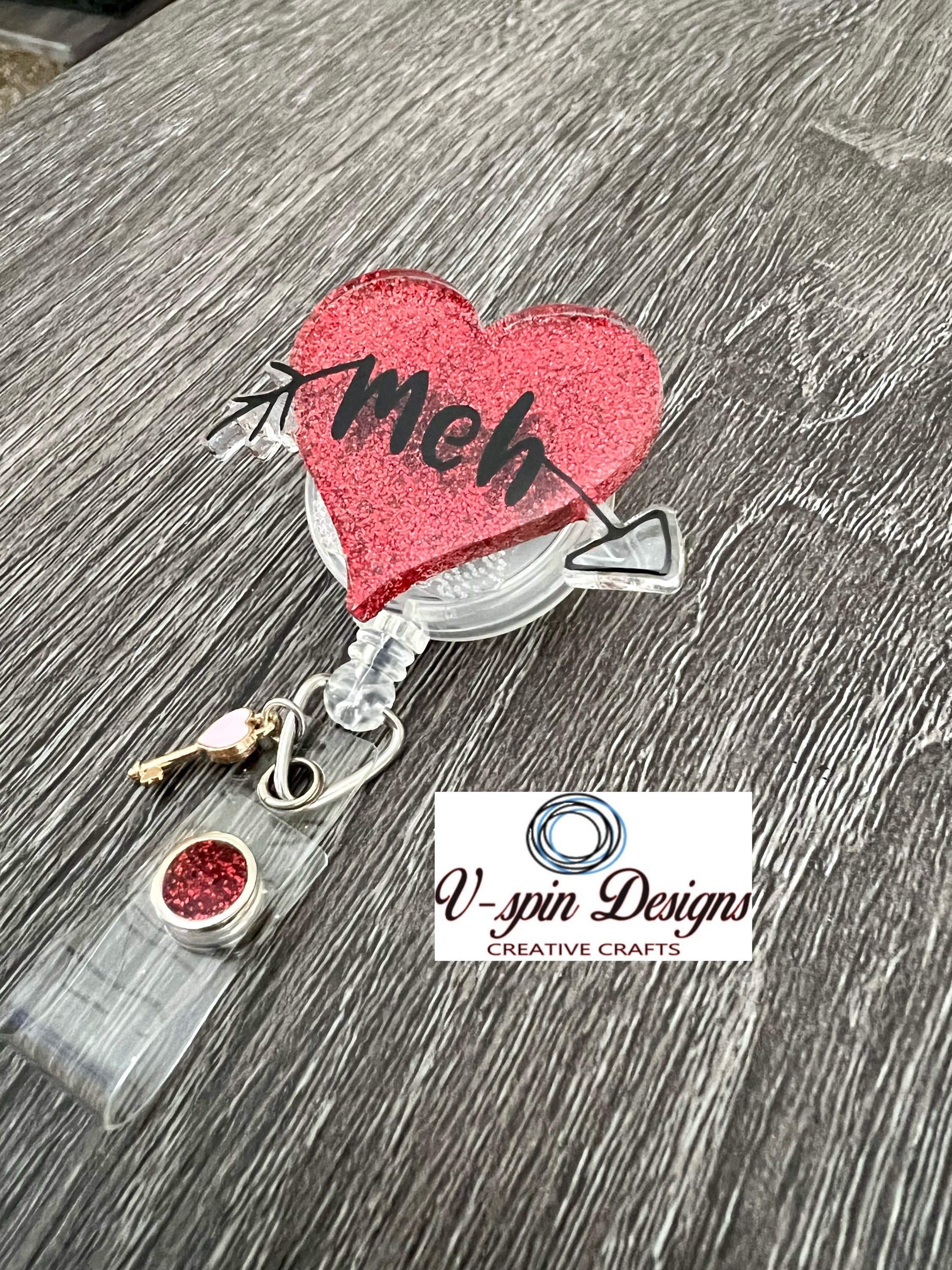 Meh heart, badge reel/ID Holder/card holder/teachers/nurses