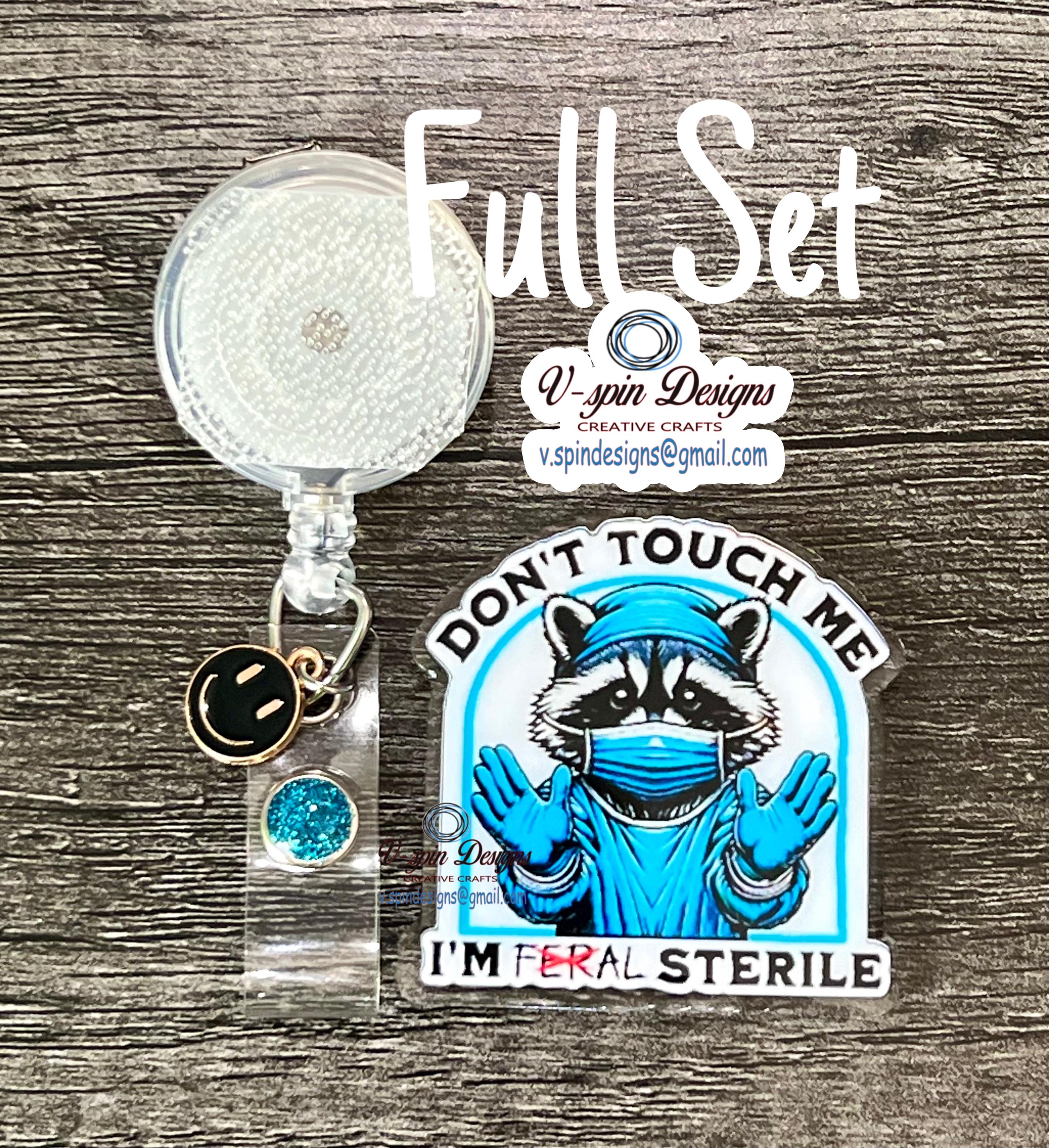 Don’t Touch me Racoon Badge reel, ID Holder, card holder, nurses, teachers, funny badgereels