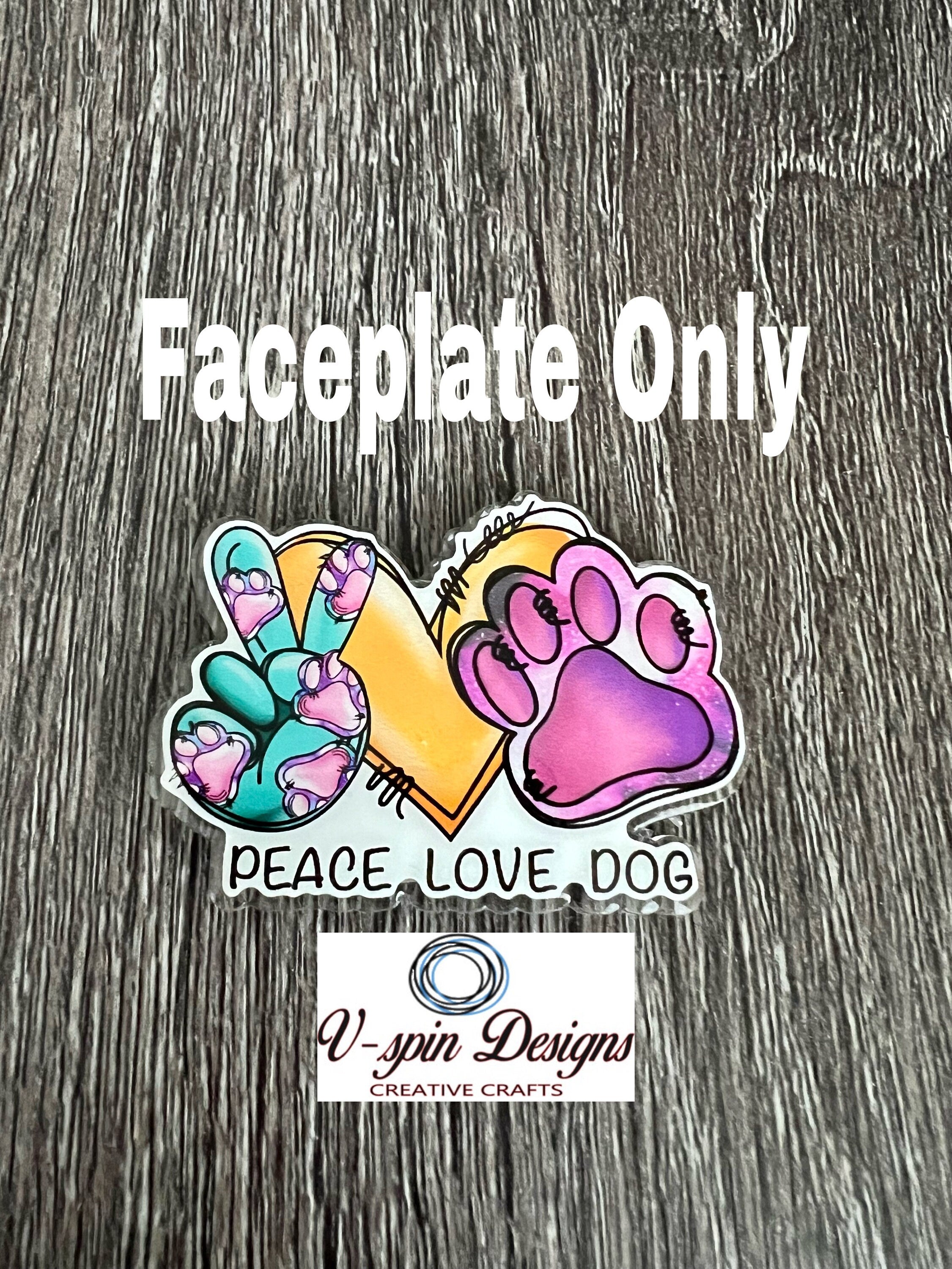 Peace Love Dog Badge Reel | Retractable Acrylic ID Holder