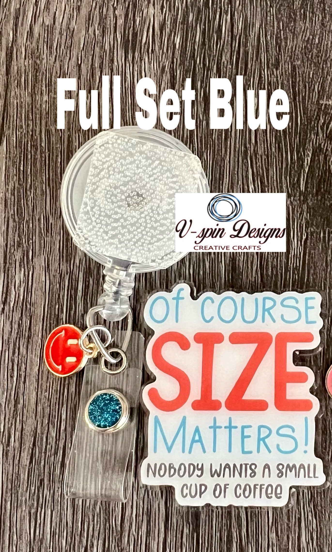 Funny Size Matters Badge reel/ID Holder/card holder/nurses/teachers/students/coffee