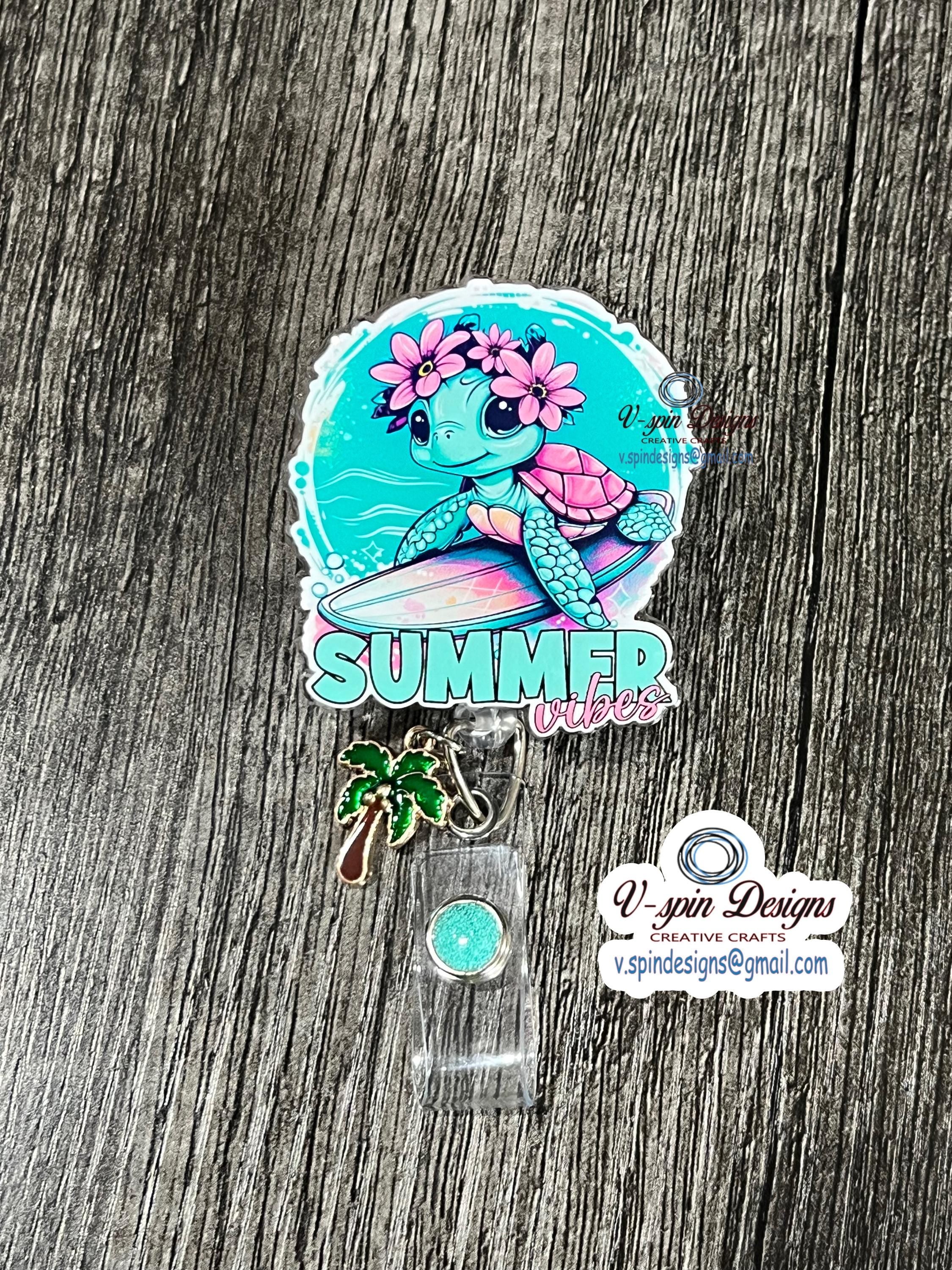 Summer Sea Turtle retractable badge reel/ID holder/nurse/card holder/teachers/students/ocean/summer badge reels