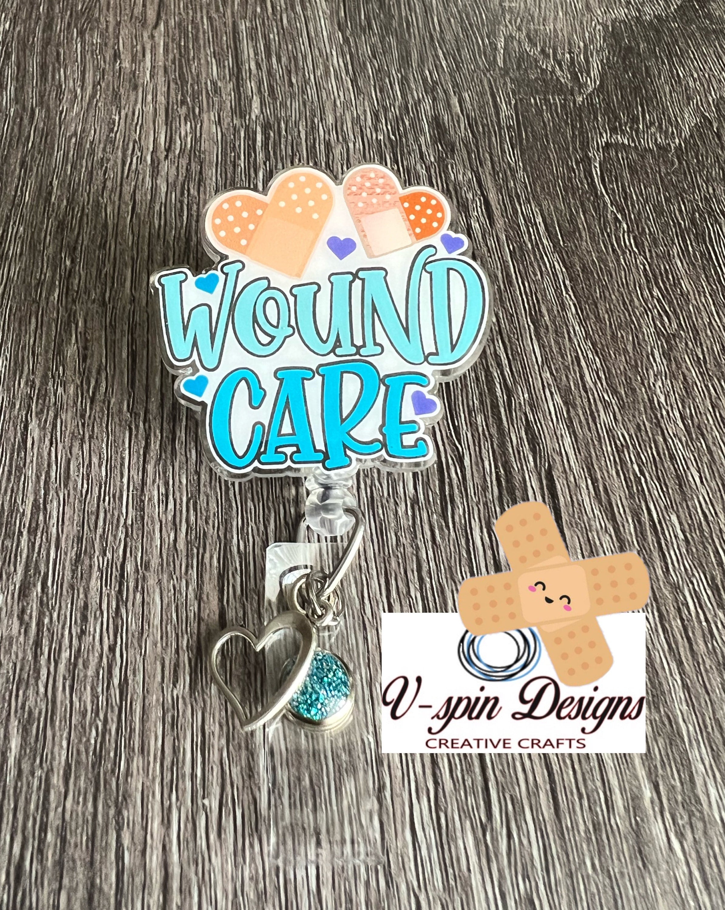 Wound Care Badge Reel | Retractable Acrylic ID Holder for Healthcare Professionals