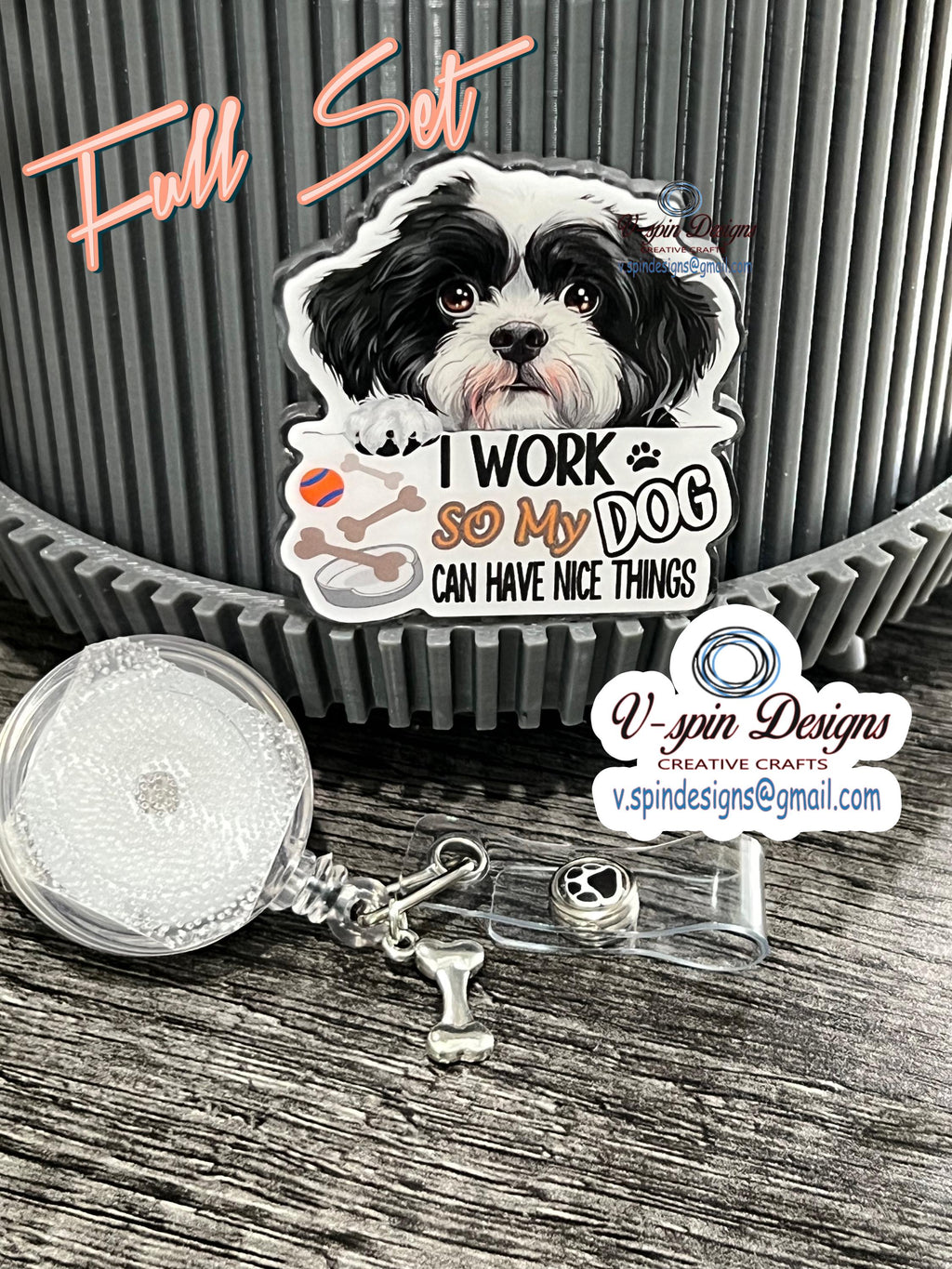 Shih Tzu dog Badge reel/ID Holder/card holder/nurses/teachers/students/dog badge reels