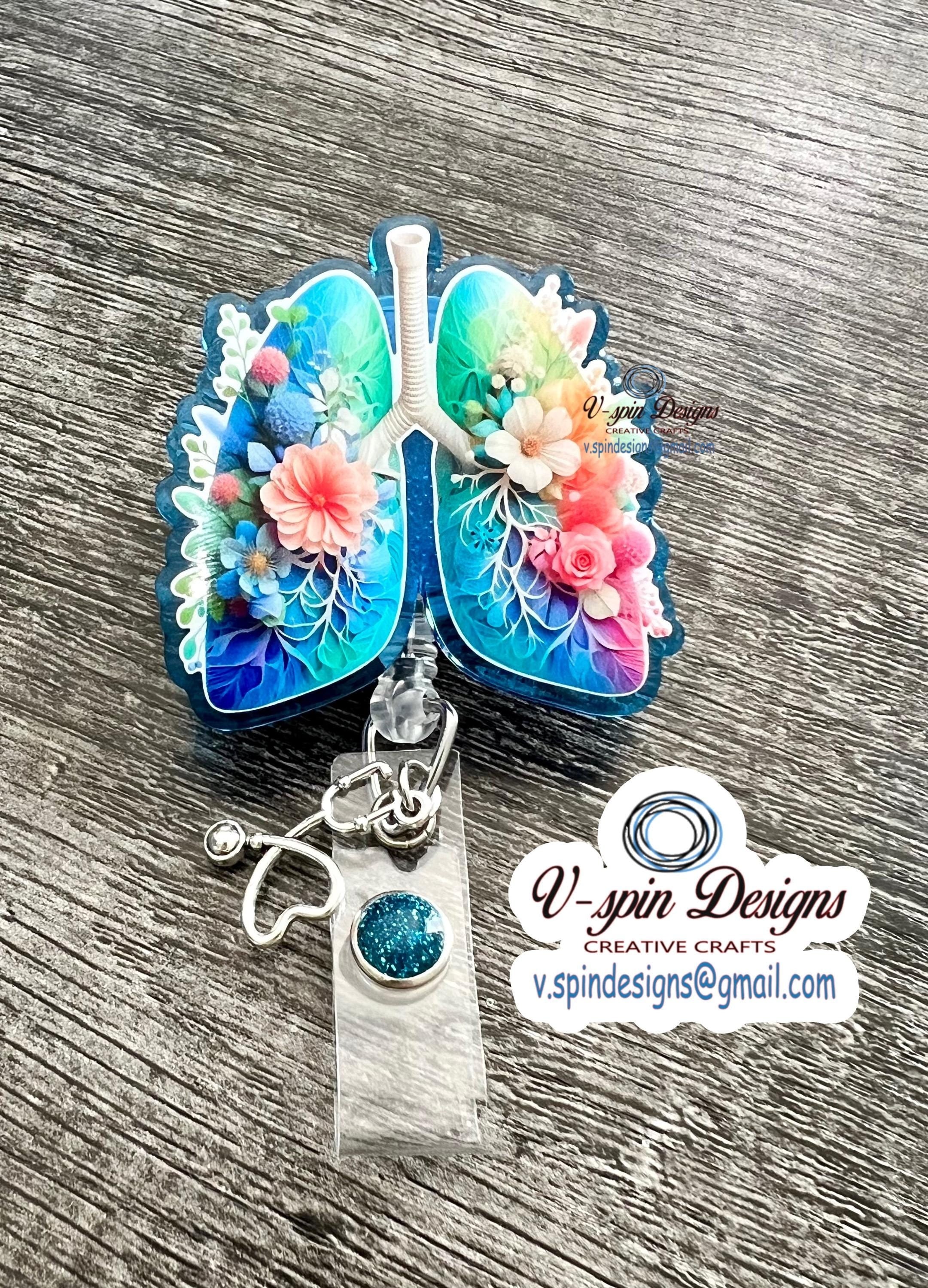 lungs badge reel/ID Holder card holder/nurse/respiratory/RT badge reels