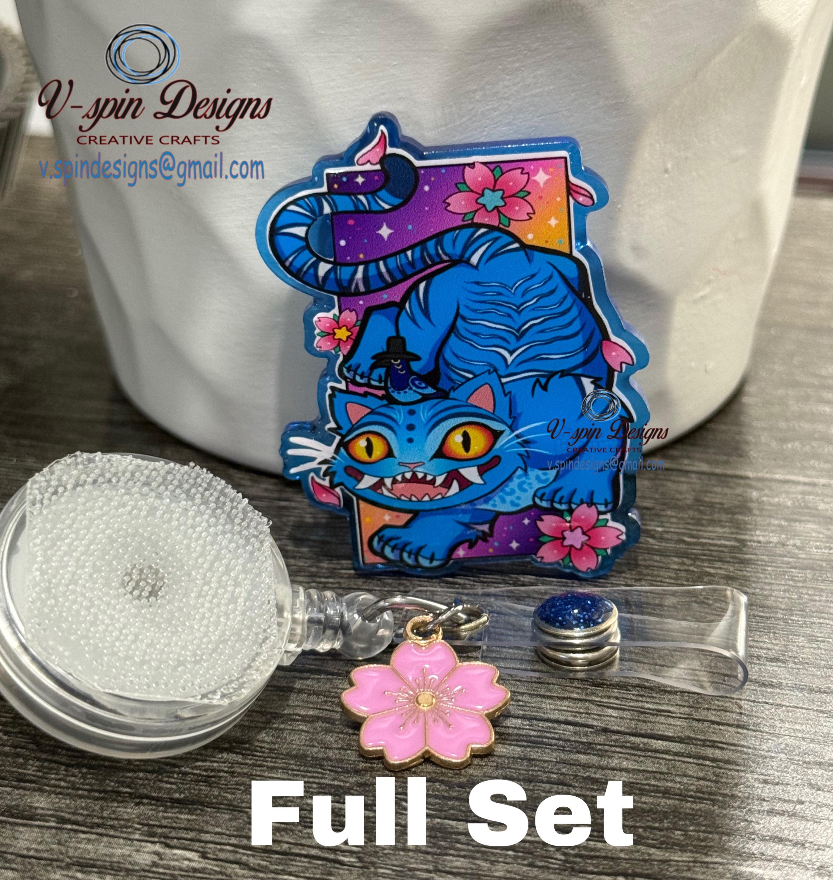 Cute & Creepy Blue Stalking Tiger Badge Reel | Retractable Acrylic ID Holder