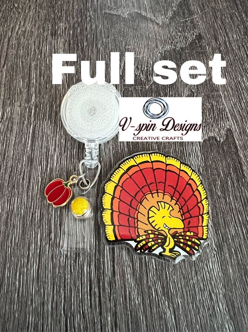 Cute Turkey Badge Reel | Thanksgiving Retractable Acrylic ID Holder