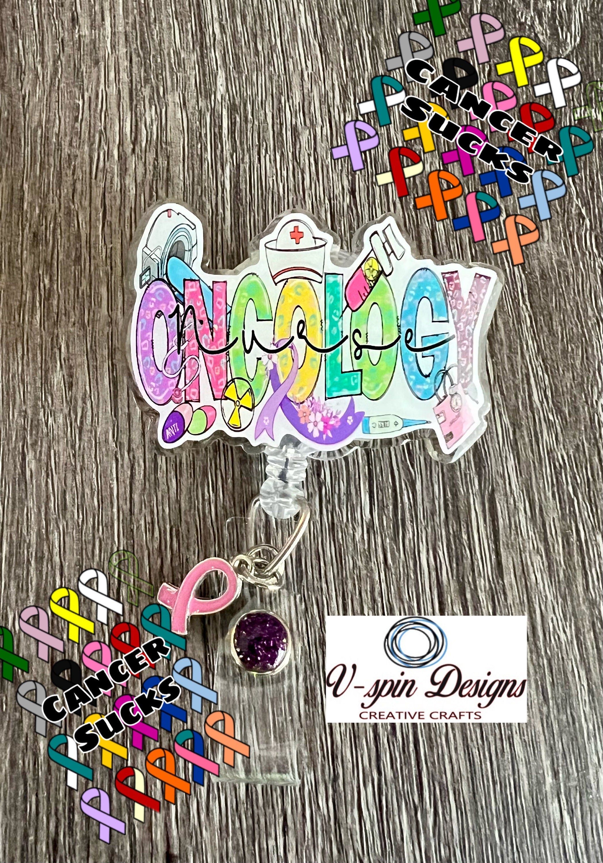 Oncology Nurse Badge Reel | Retractable Acrylic ID Holder