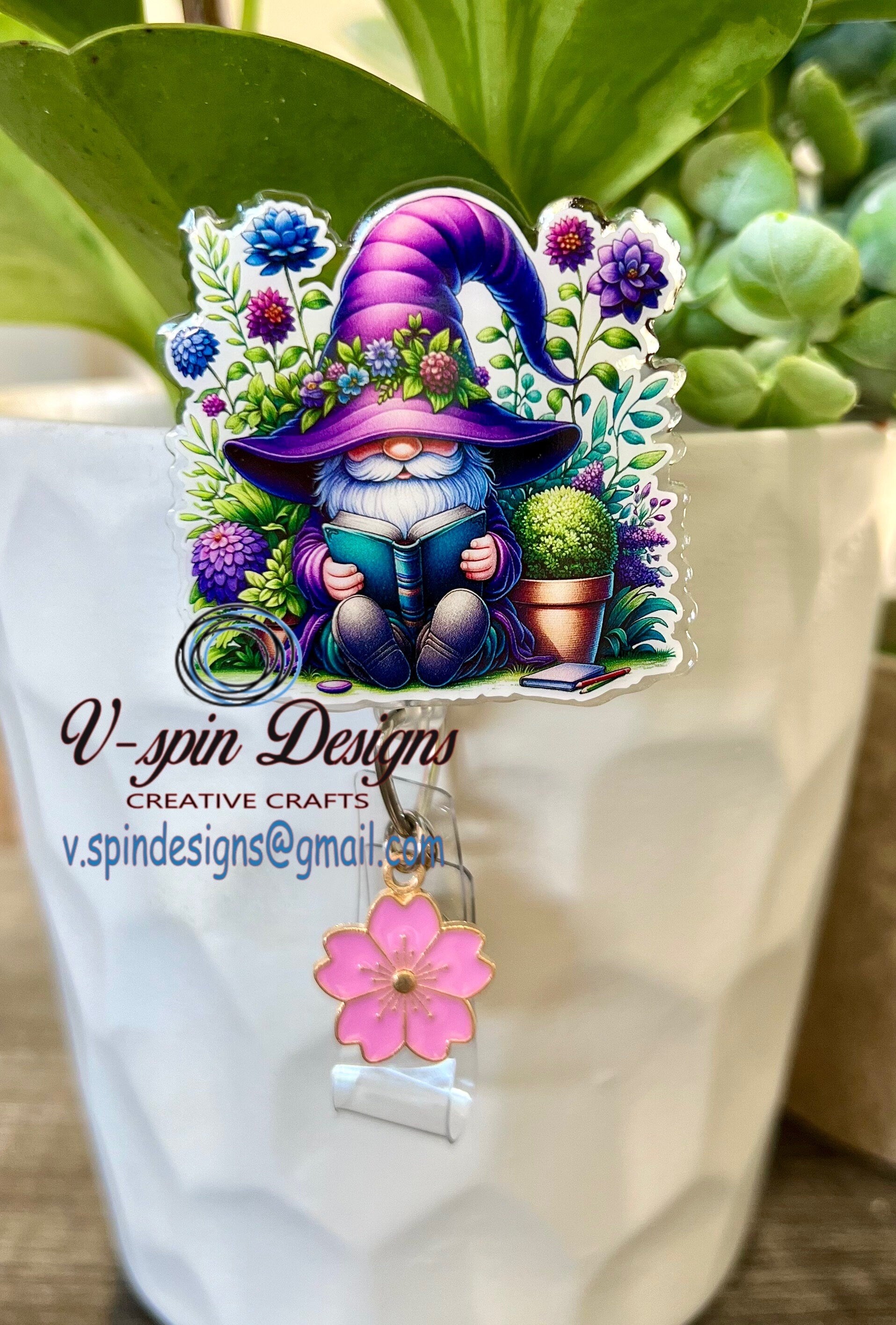 Garden Book Gnome badge reel/ID Holder/nurses/teachers/gnome badge reels/cute badge reels