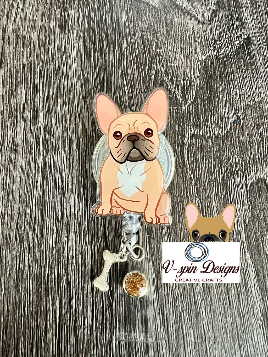 Frenchie Dog Badge Reel | Retractable Acrylic ID Holder for Dog Lovers