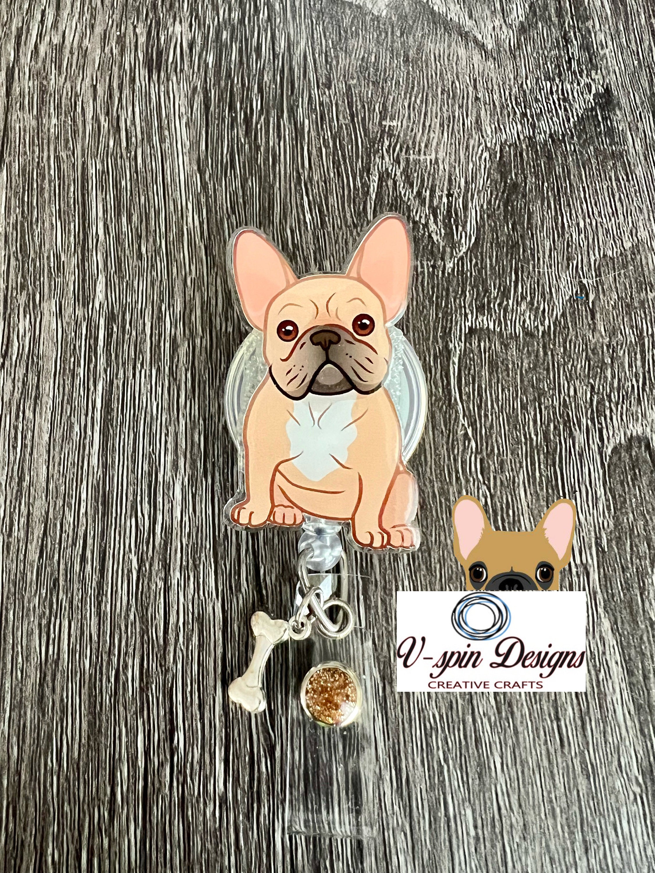 Frenchie Dog Badge Reel | Retractable Acrylic ID Holder for Dog Lovers