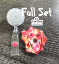 Girl Golden Retriever Bubblegum Badge Reel | Retractable Acrylic ID Holder