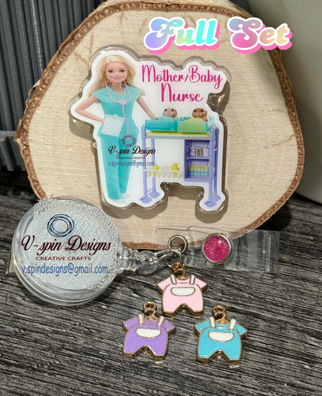 Mother/Baby Nurse Badge Reel | Retractable Acrylic ID Holder