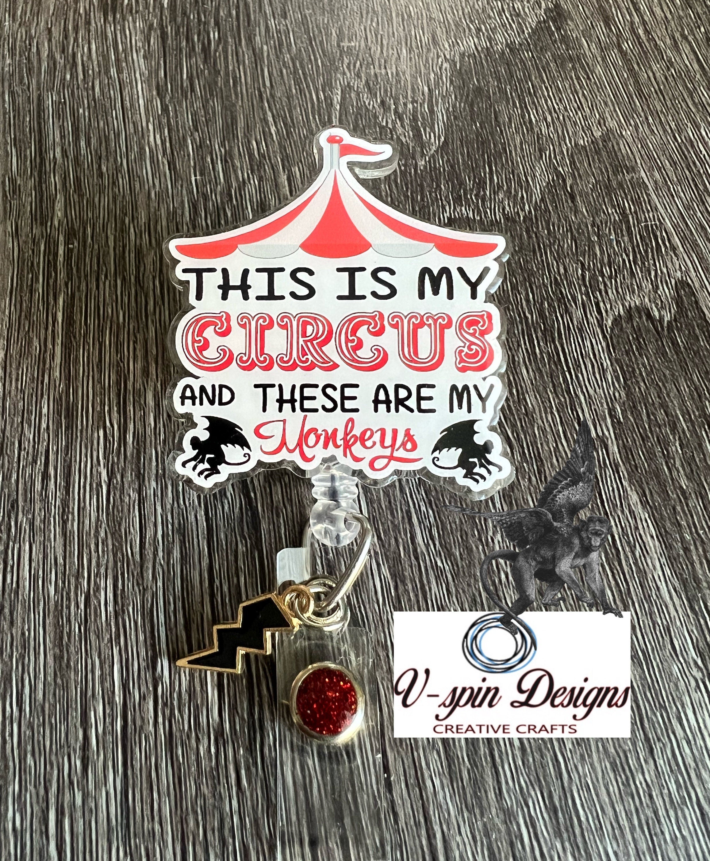 Funny Circus Monkey Badge Reel: Interchangeable ID Holder