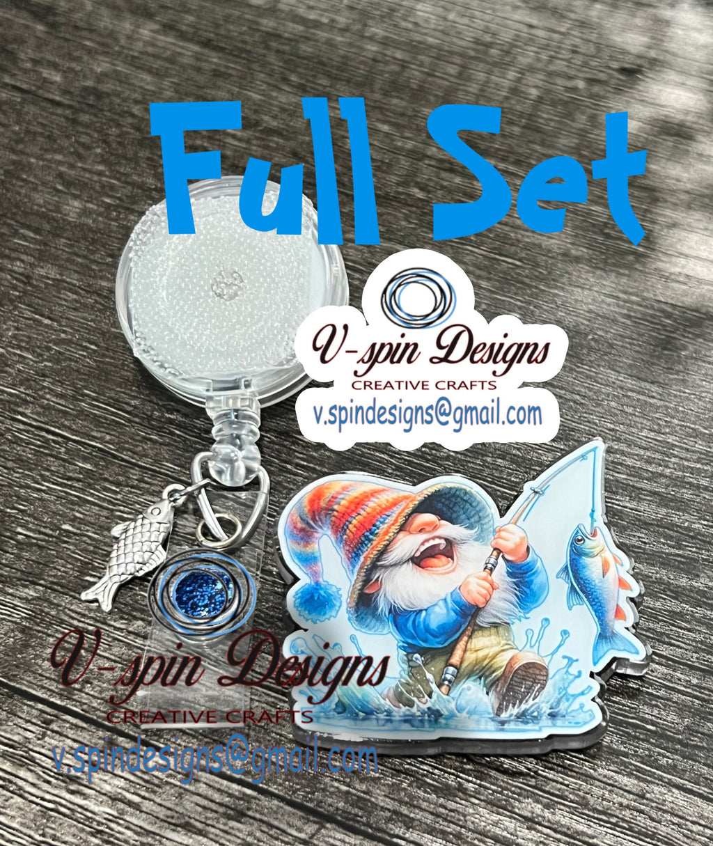 Fishing Gnome badge reel/ID Holder/nurses/teachers/bass/fishing/outdoor badge reels