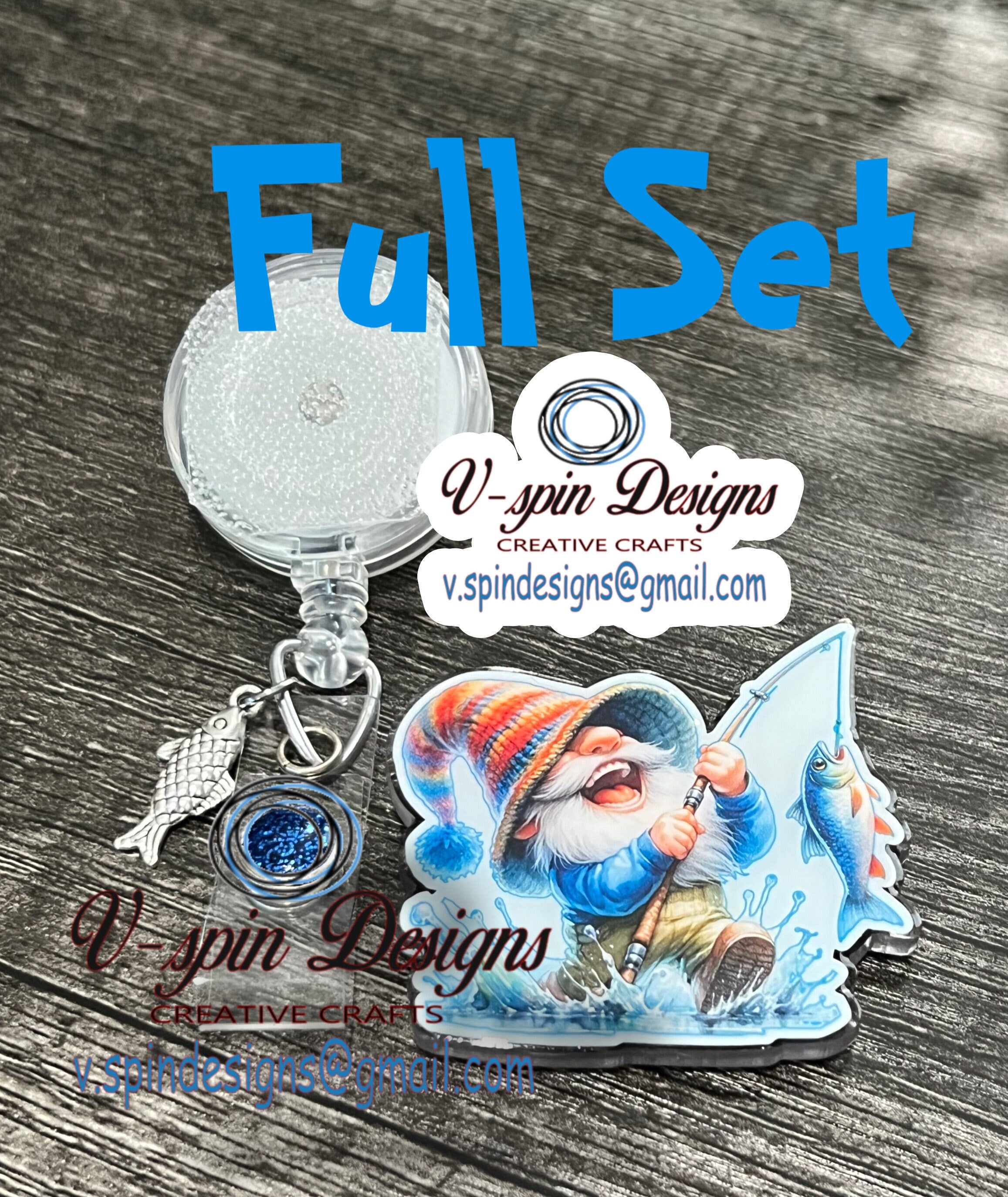 Fishing Gnome badge reel/ID Holder/nurses/teachers/bass/fishing/outdoor badge reels